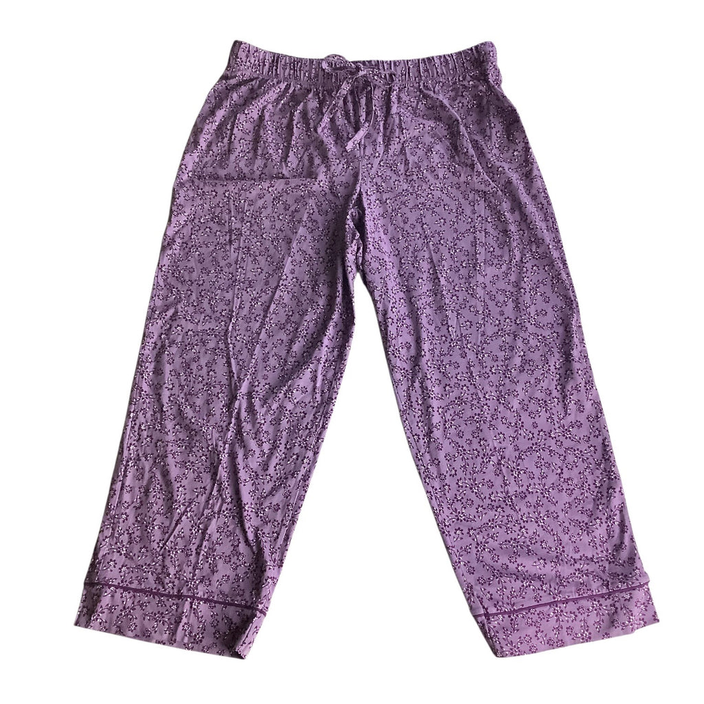 Charter Club Women's Notch Collar & Cropped Pajama Pants Set Floral Size M