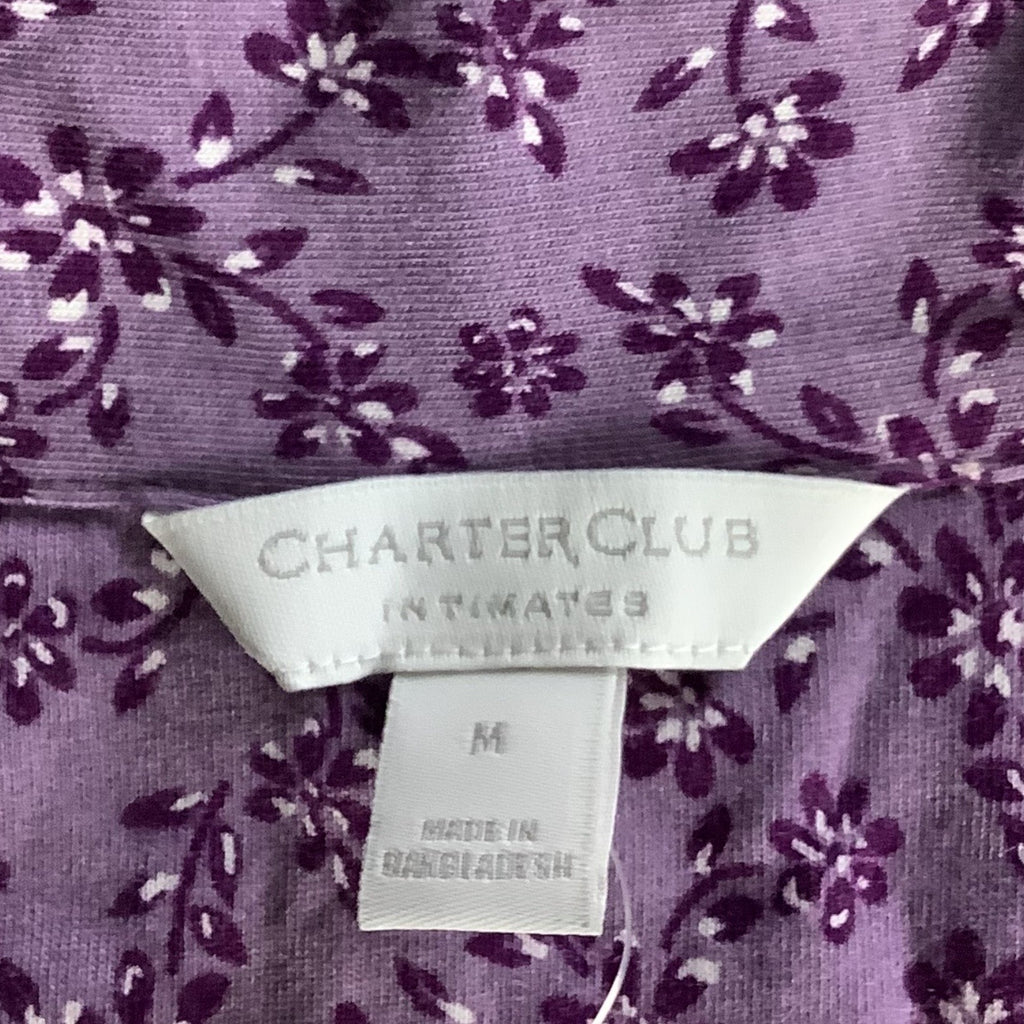 Charter Club Women's Notch Collar & Cropped Pajama Pants Set Floral Size M