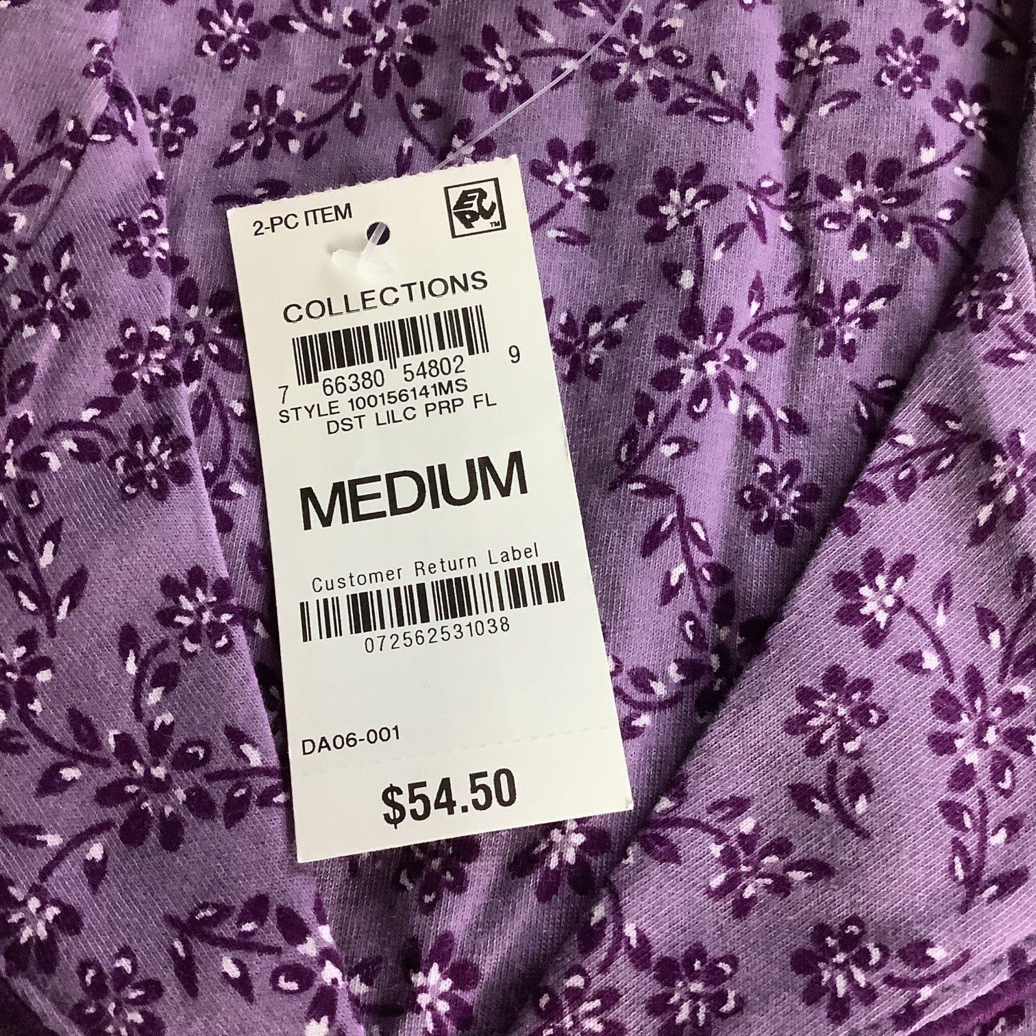 Charter Club Women's Notch Collar & Cropped Pajama Pants Set Floral Size M