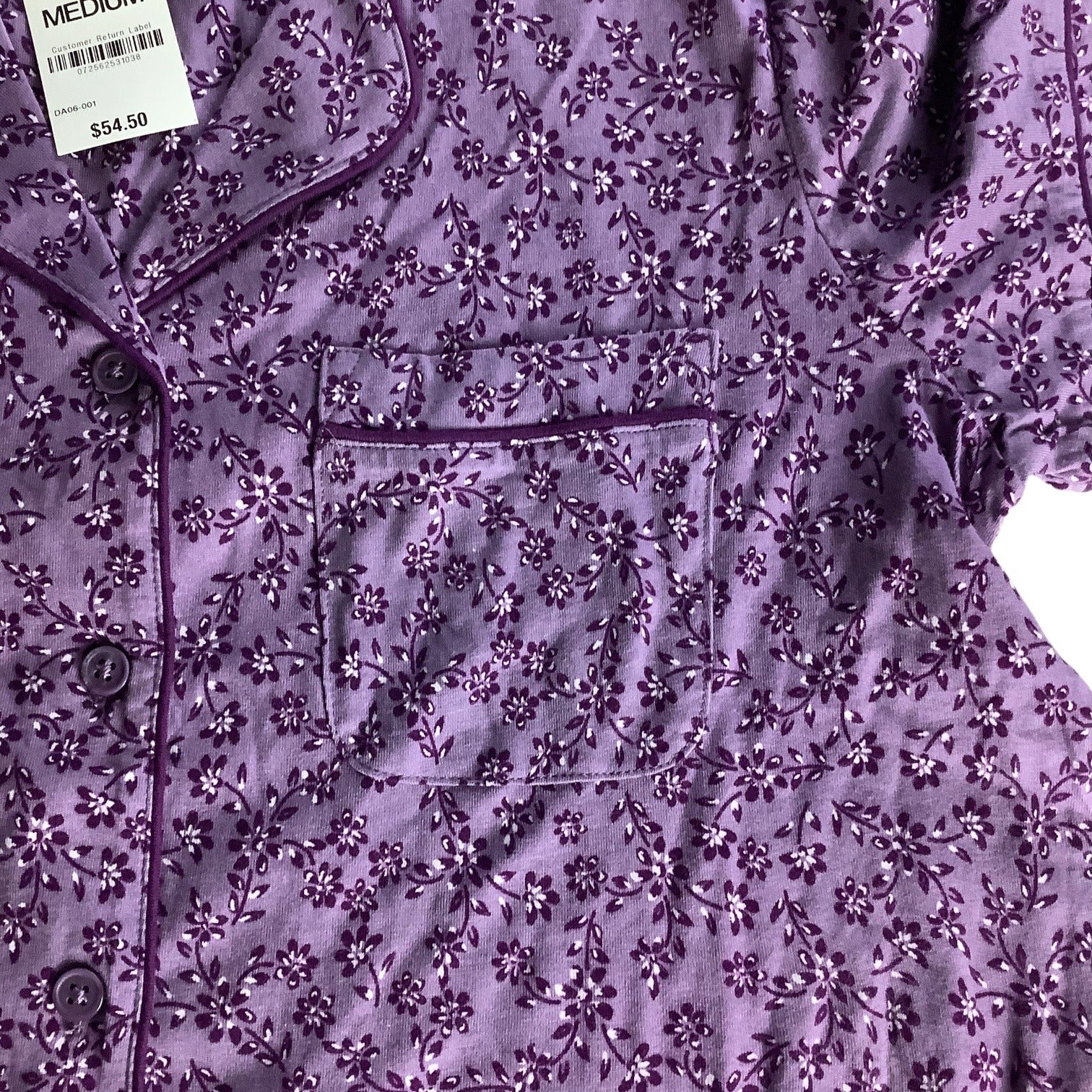 Charter Club Women's Notch Collar & Cropped Pajama Pants Set Floral Size M