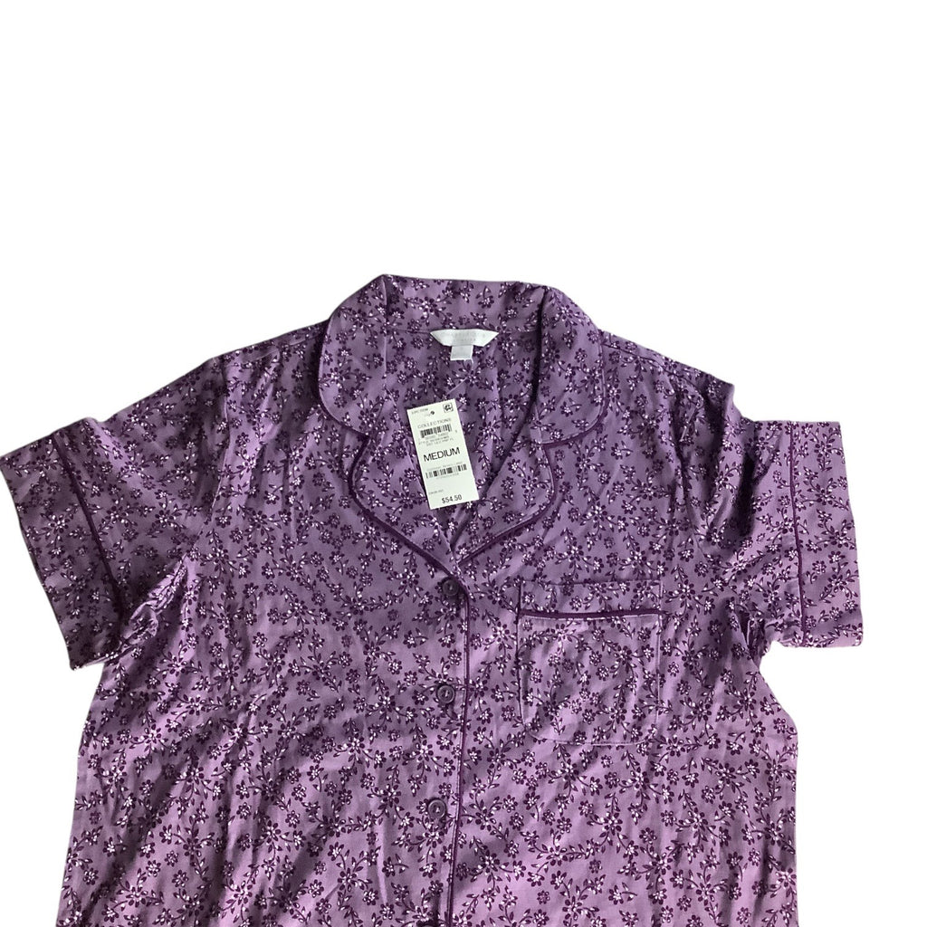 Charter Club Women's Notch Collar & Cropped Pajama Pants Set Floral Size M