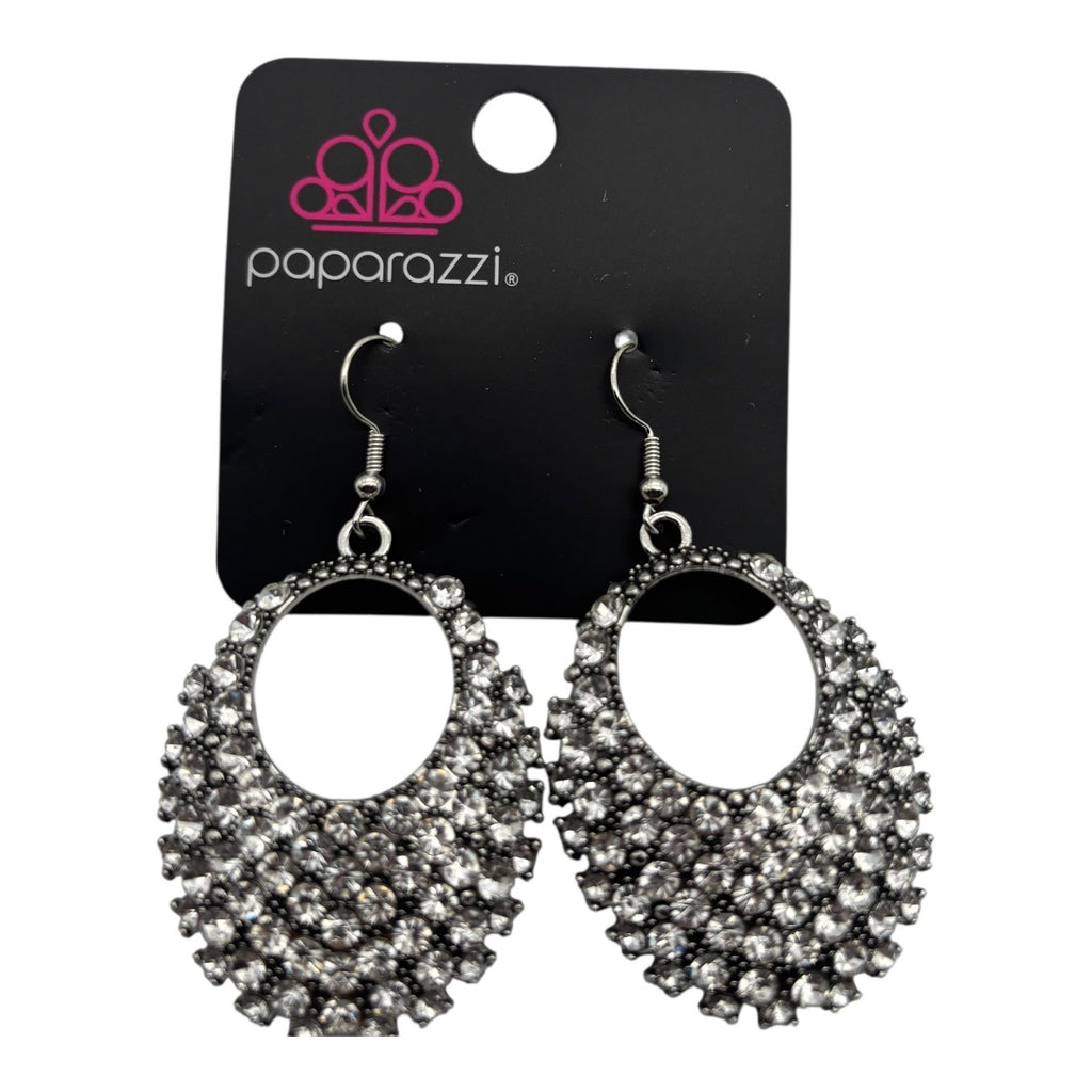 Paparazzi Jewelry Fierce Flash White Earrings Drop Rhinestones For Women
