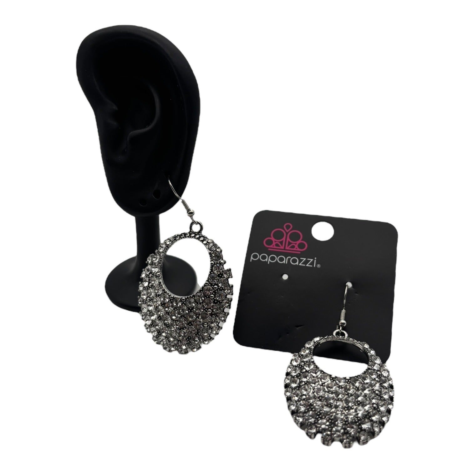 Paparazzi Jewelry Fierce Flash White Earrings Drop Rhinestones For Women