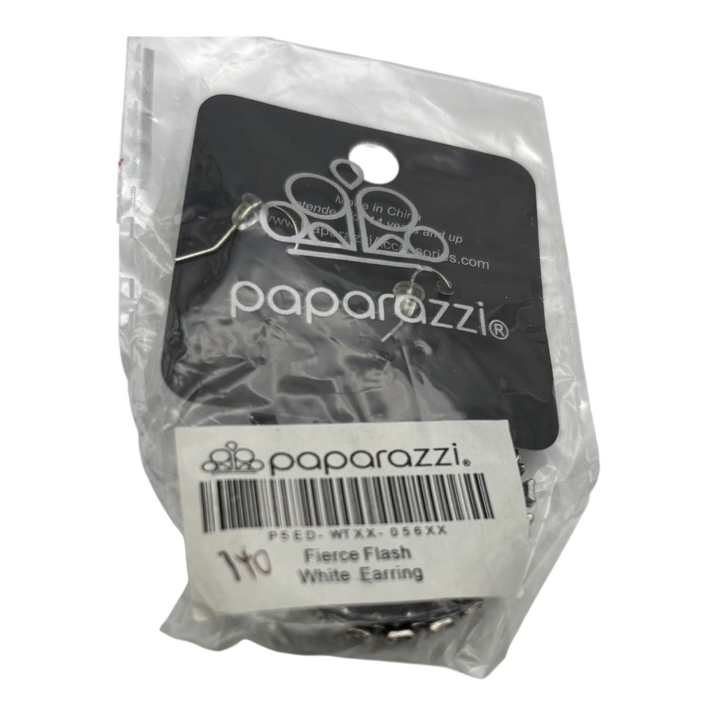 Paparazzi Jewelry Fierce Flash White Earrings Drop Rhinestones For Women