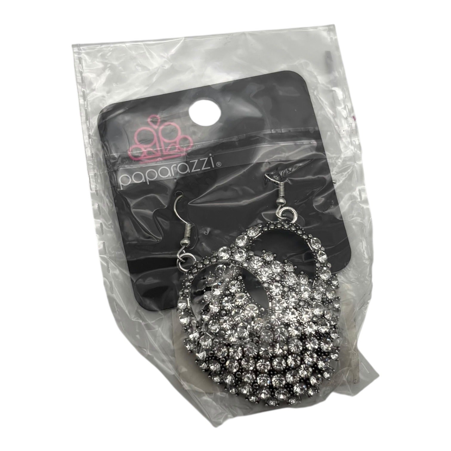 Paparazzi Jewelry Fierce Flash White Earrings Drop Rhinestones For Women