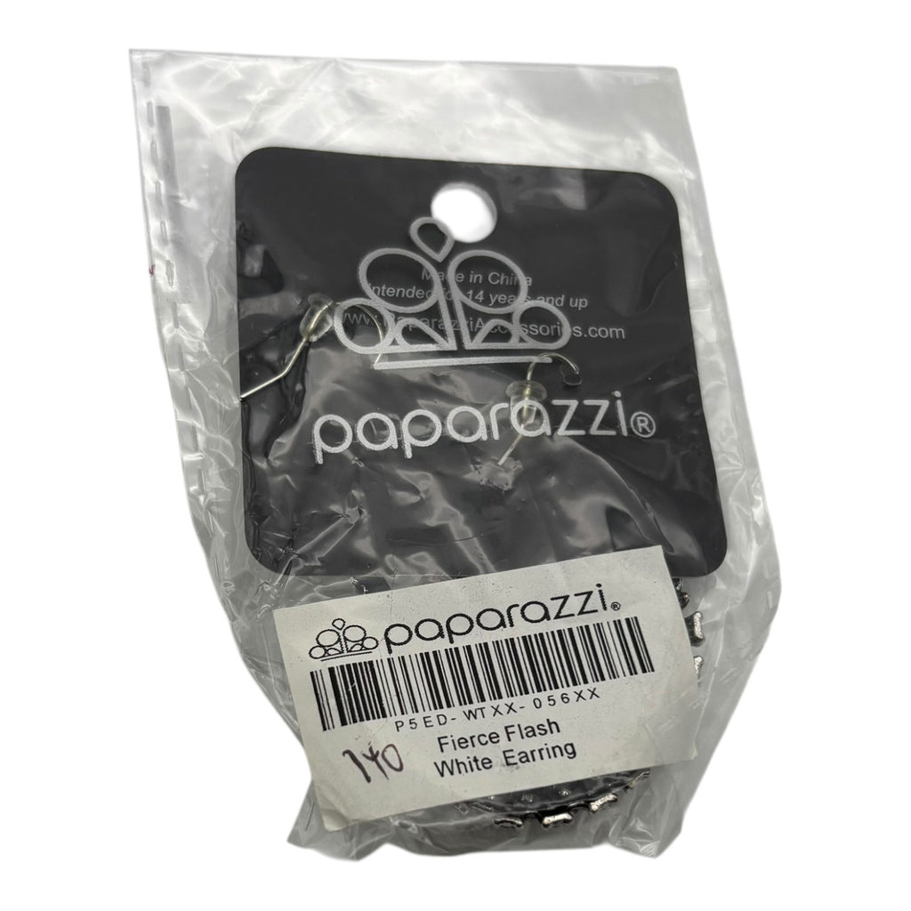 Paparazzi Jewelry Fierce Flash White Earrings Drop Rhinestones For Women