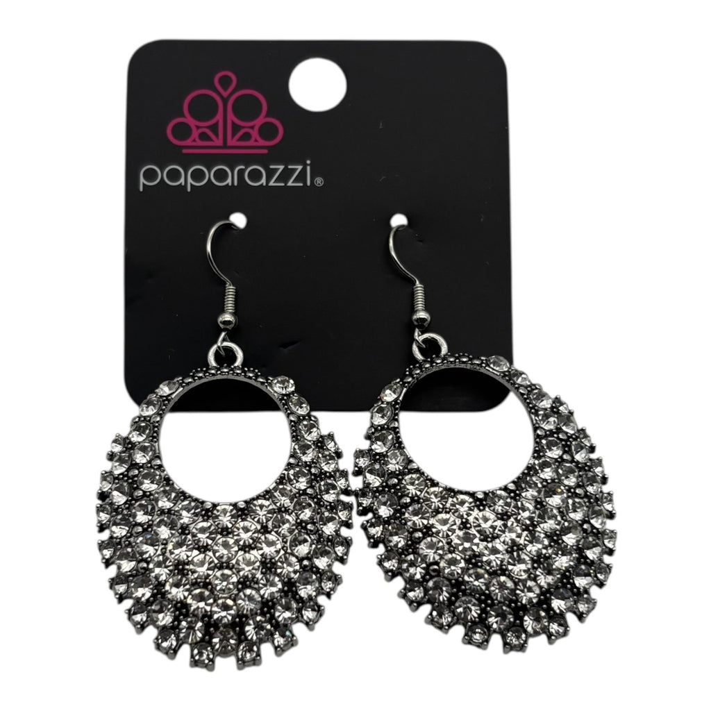 Paparazzi Jewelry Fierce Flash White Earrings Drop Rhinestones For Women