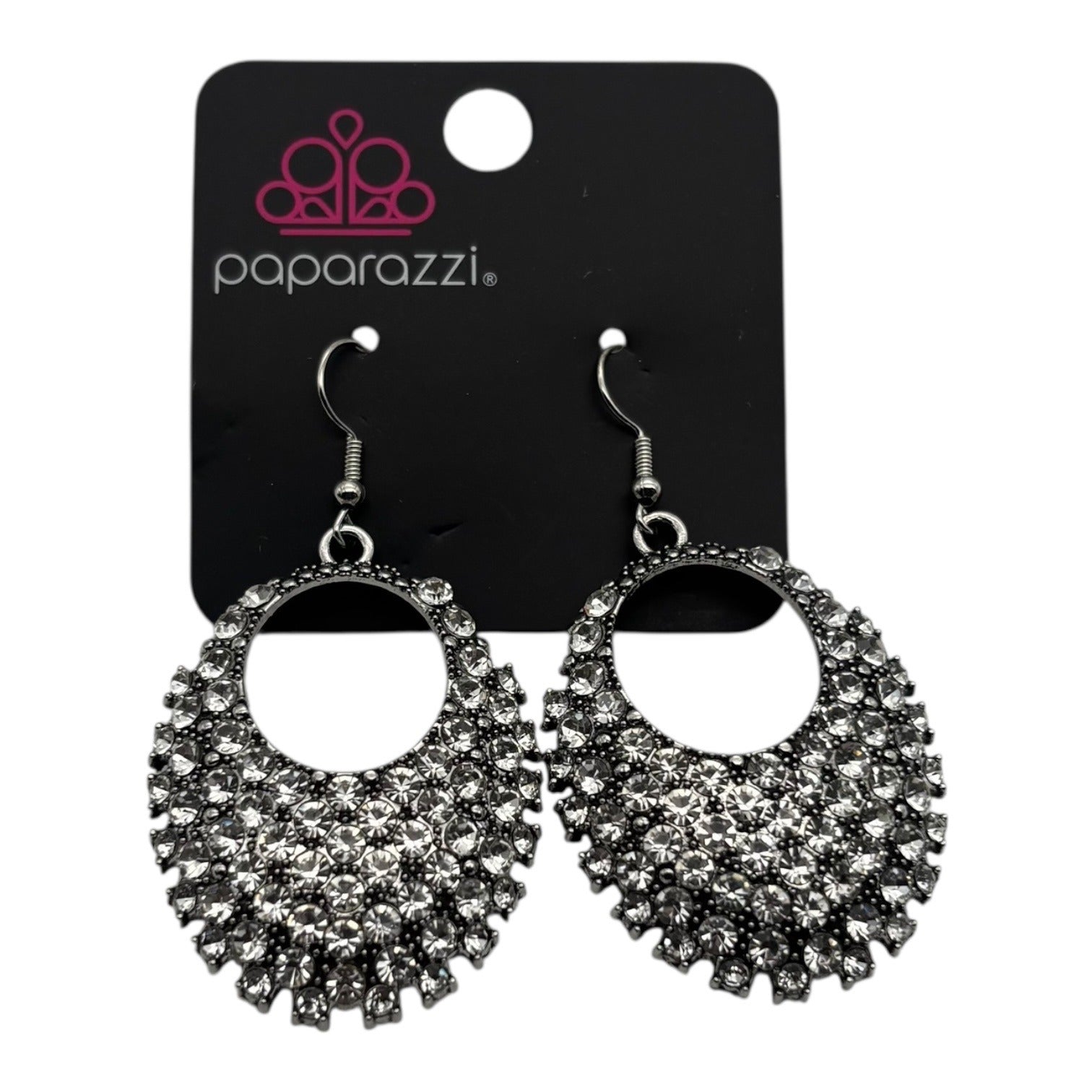 Paparazzi Jewelry Fierce Flash White Earrings Drop Rhinestones For Women