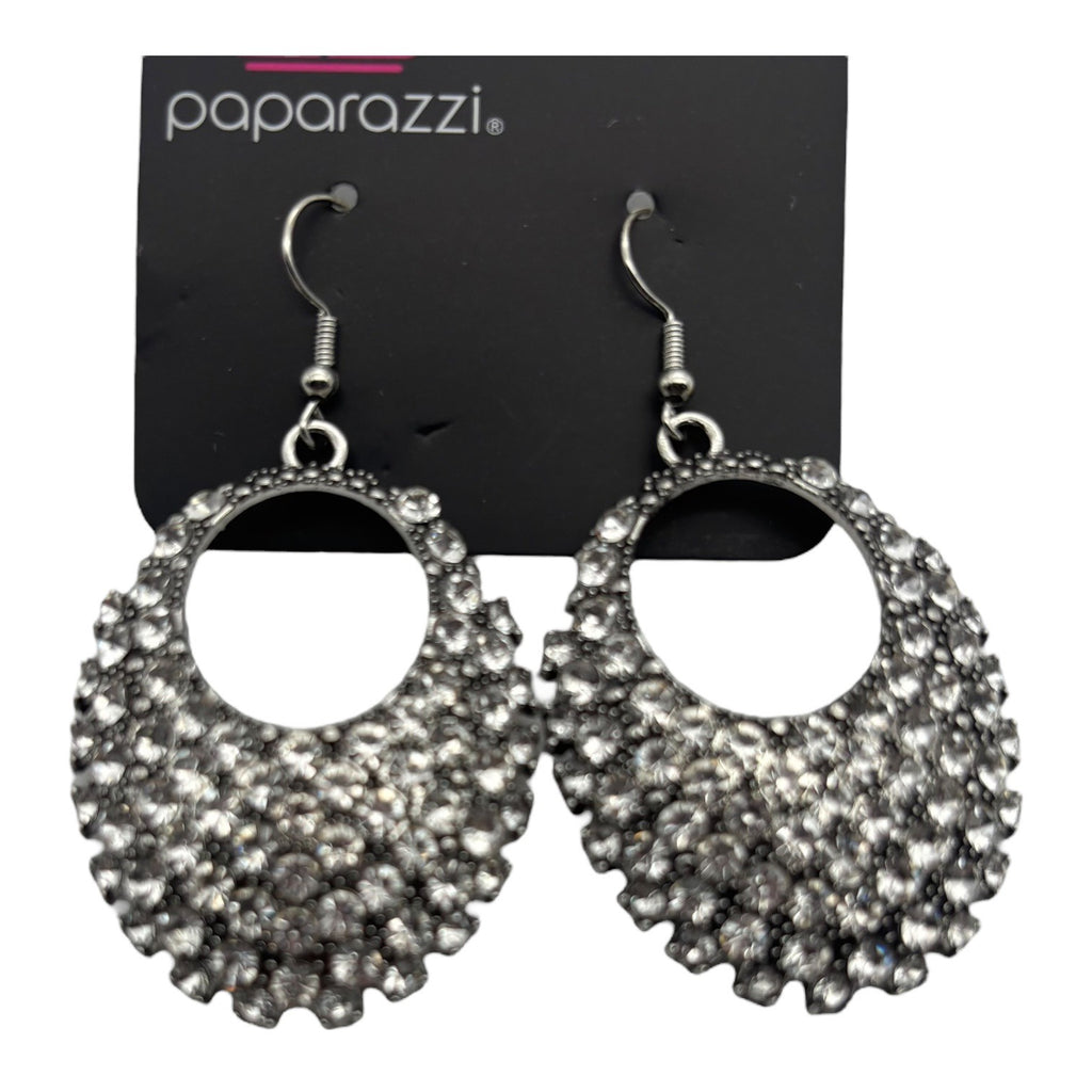 Paparazzi Jewelry Fierce Flash White Earrings Drop Rhinestones For Women