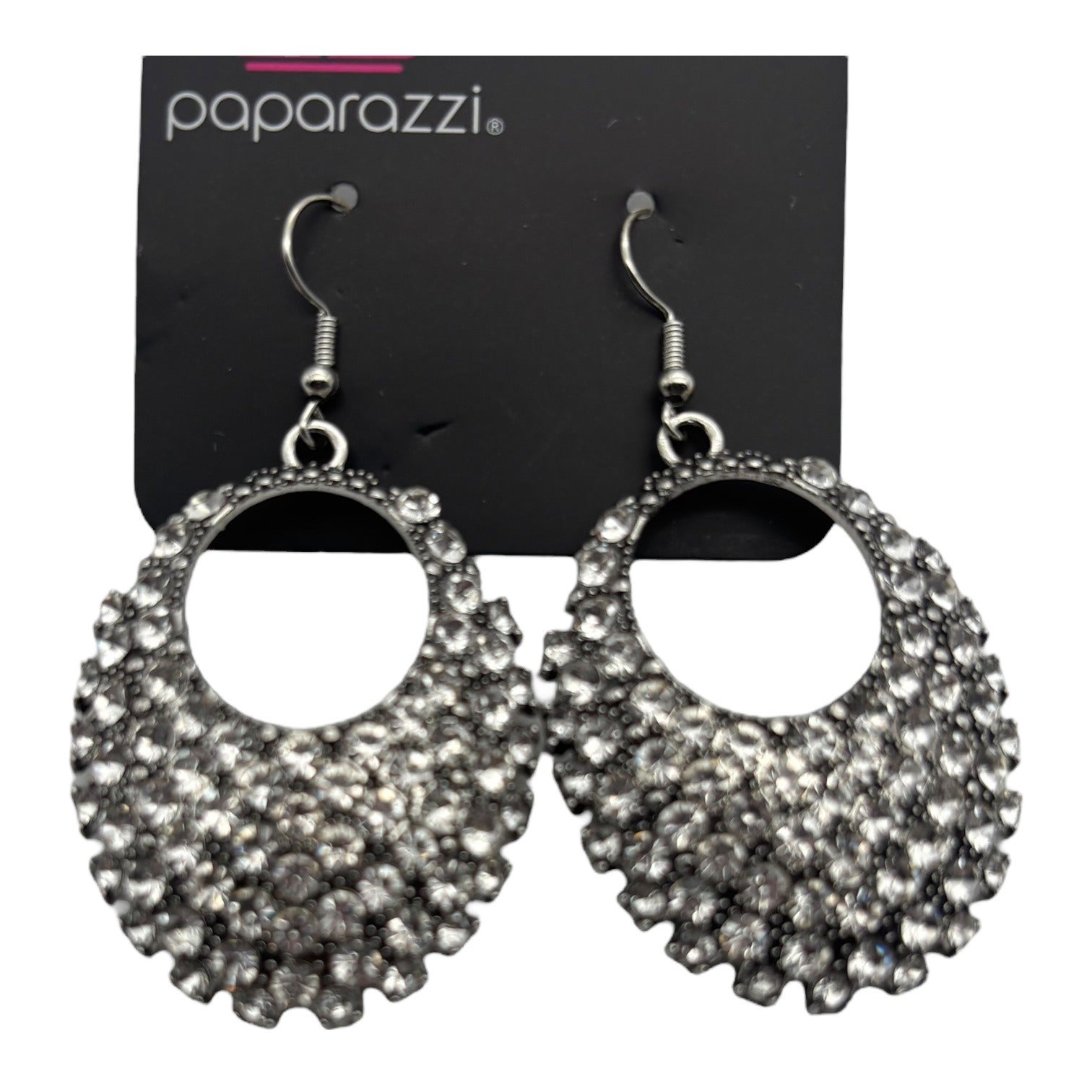 Paparazzi Jewelry Fierce Flash White Earrings Drop Rhinestones For Women