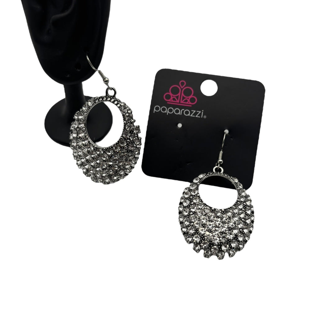 Paparazzi Jewelry Fierce Flash White Earrings Drop Rhinestones For Women