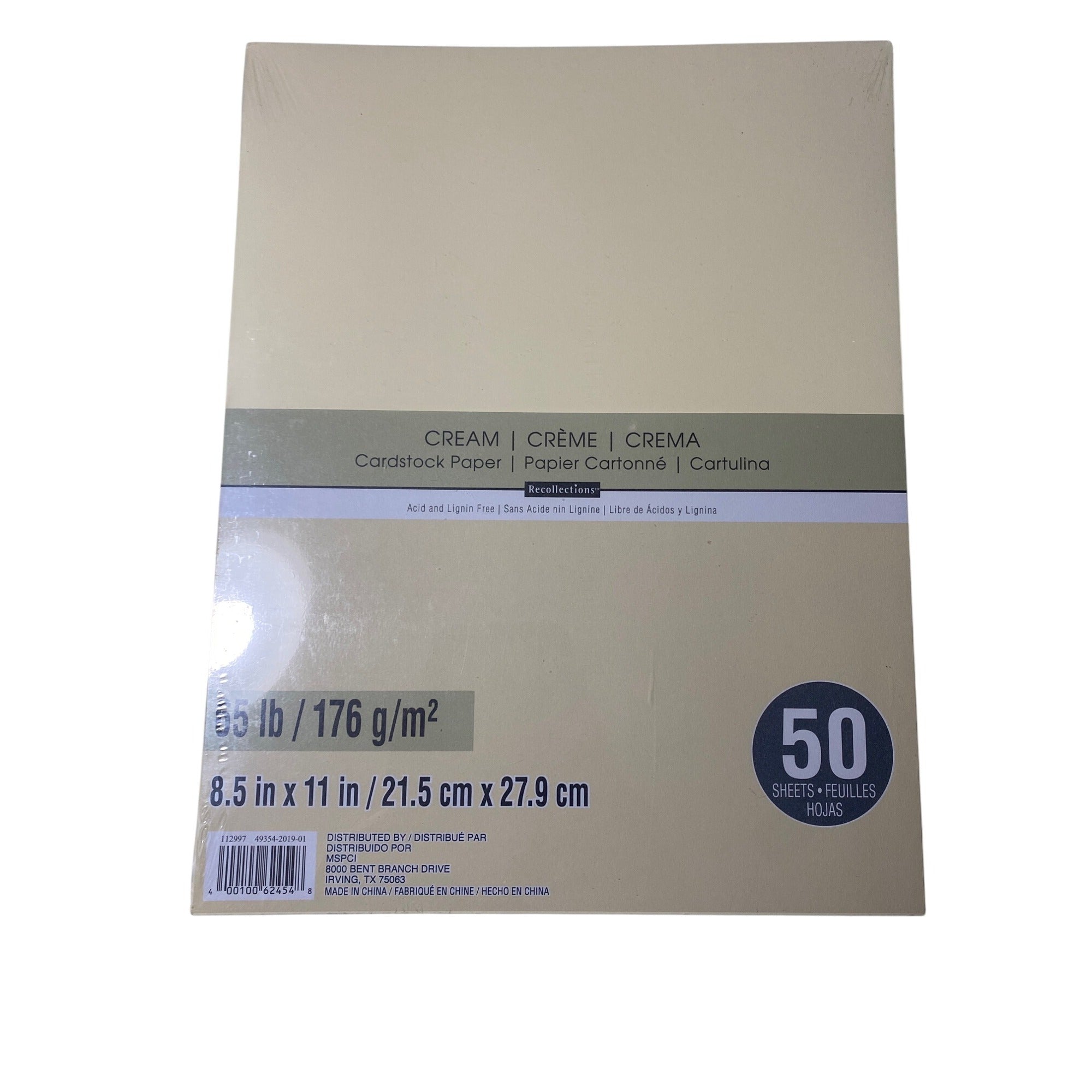 Recollections Cream Cardstock Paper 8.5" x 11" 65lb 176g/m² Pack Of 50 Acid-Free