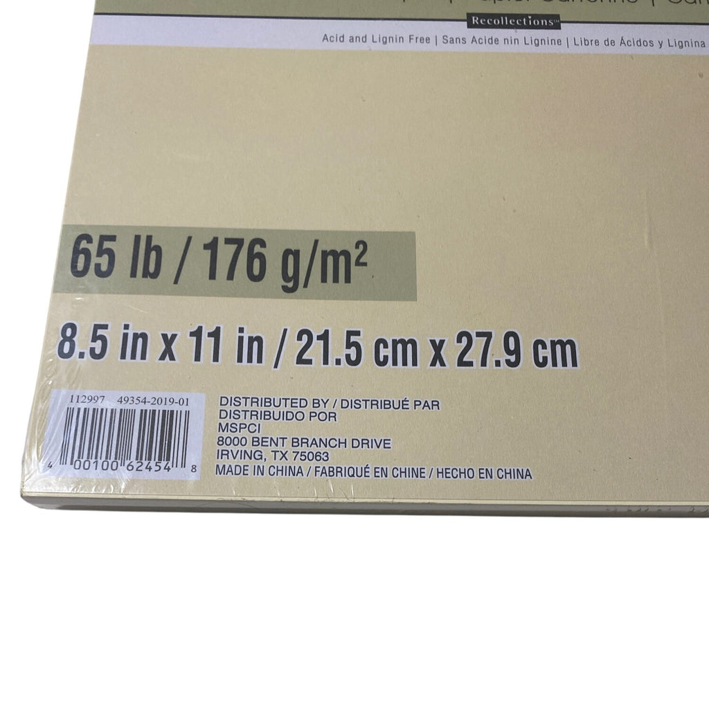 Recollections Cream Cardstock Paper 8.5" x 11" 65lb 176g/m² Pack Of 50 Acid-Free