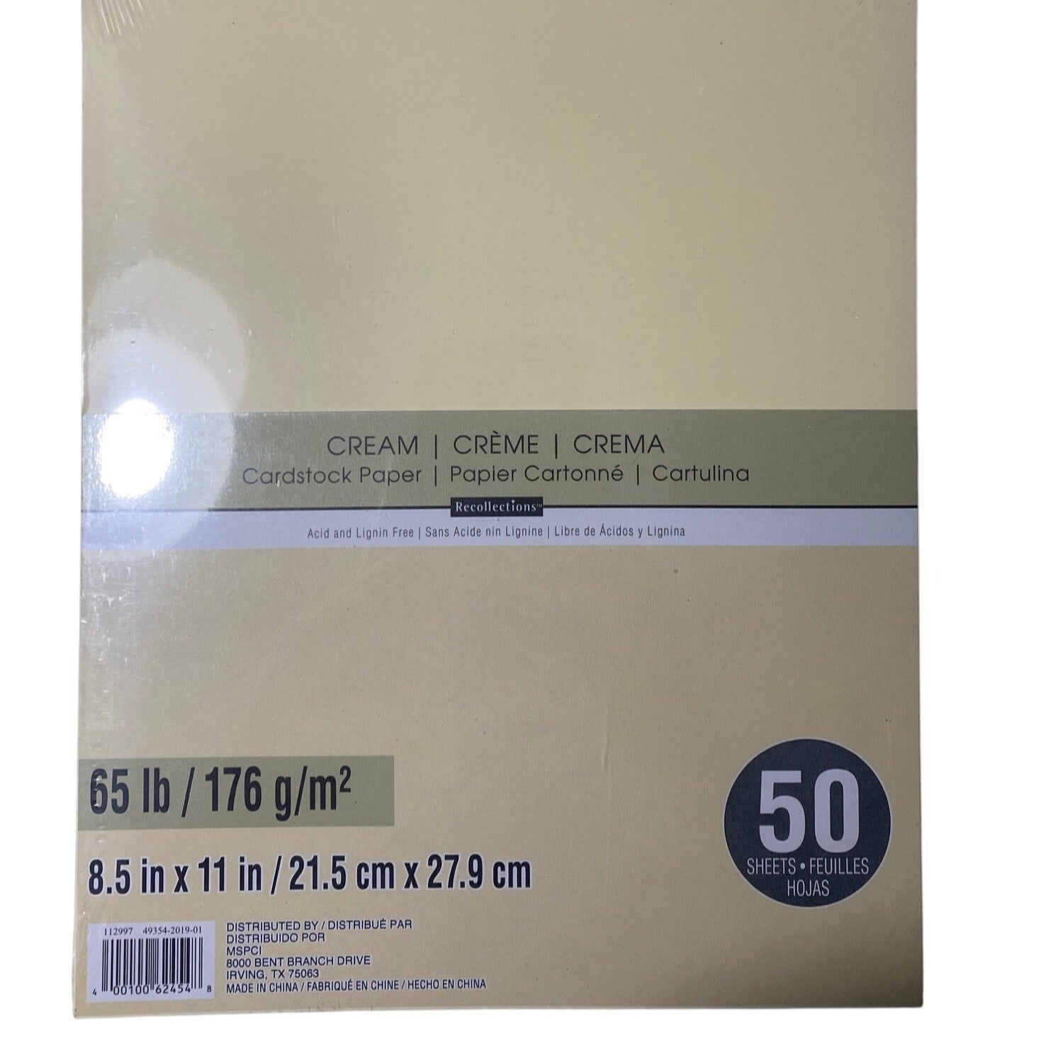 Recollections Cream Cardstock Paper 8.5" x 11" 65lb 176g/m² Pack Of 50 Acid-Free