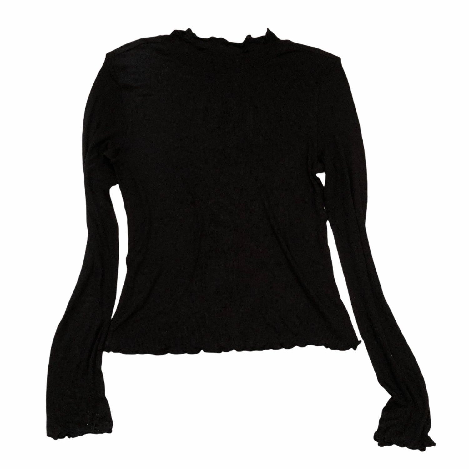 Abound Women’s Black Long Sleeve Ribbed Shirt Medium Tops Viscose Blend