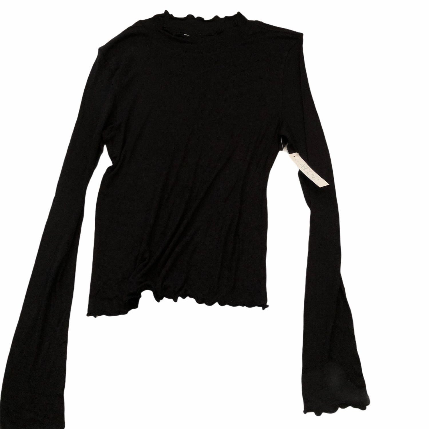 Abound Women’s Black Long Sleeve Ribbed Shirt Medium Tops Viscose Blend