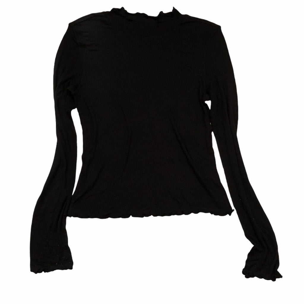 Abound Women’s Black Long Sleeve Ribbed Shirt Medium Tops Viscose Blend