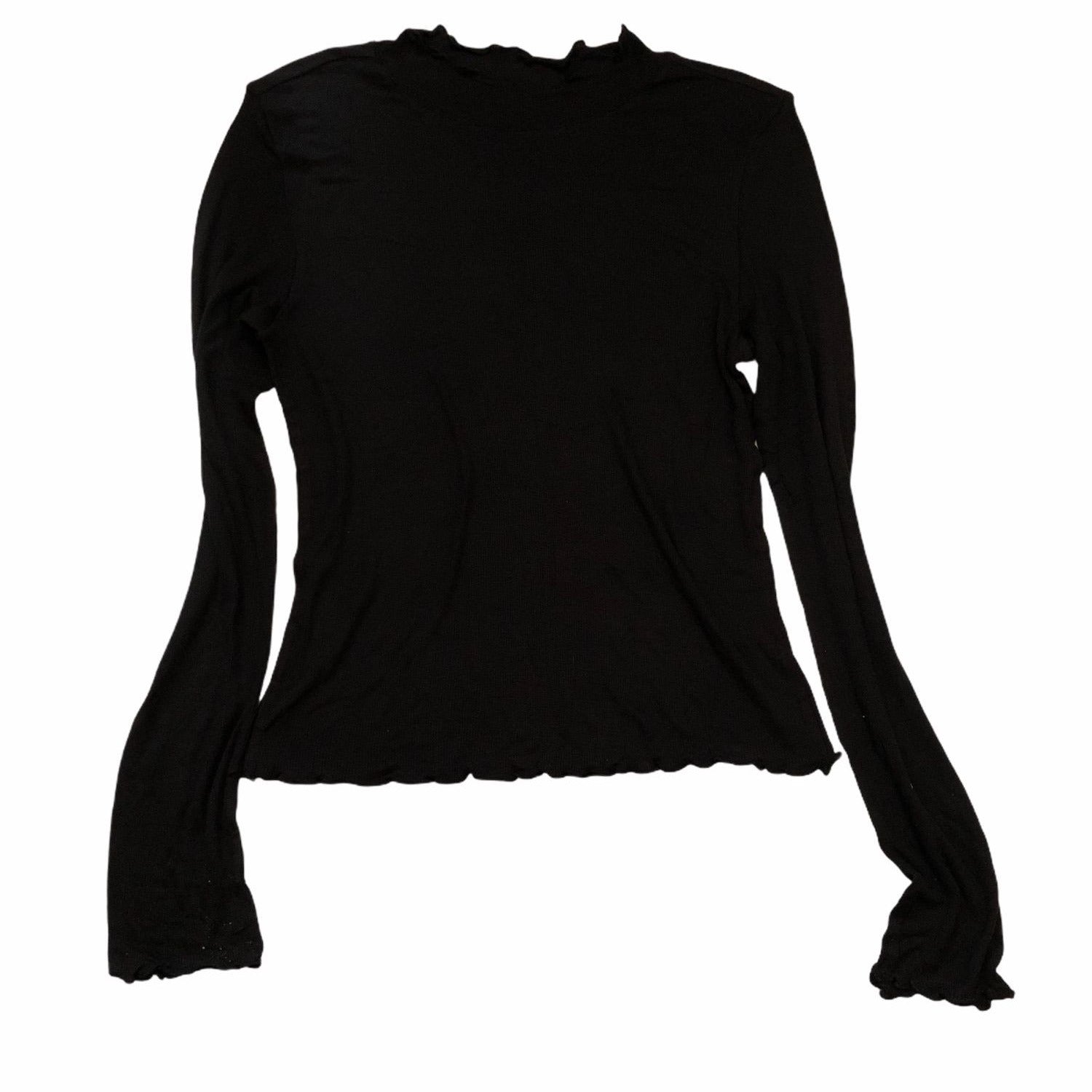 Abound Women’s Black Long Sleeve Ribbed Shirt Medium Tops Viscose Blend