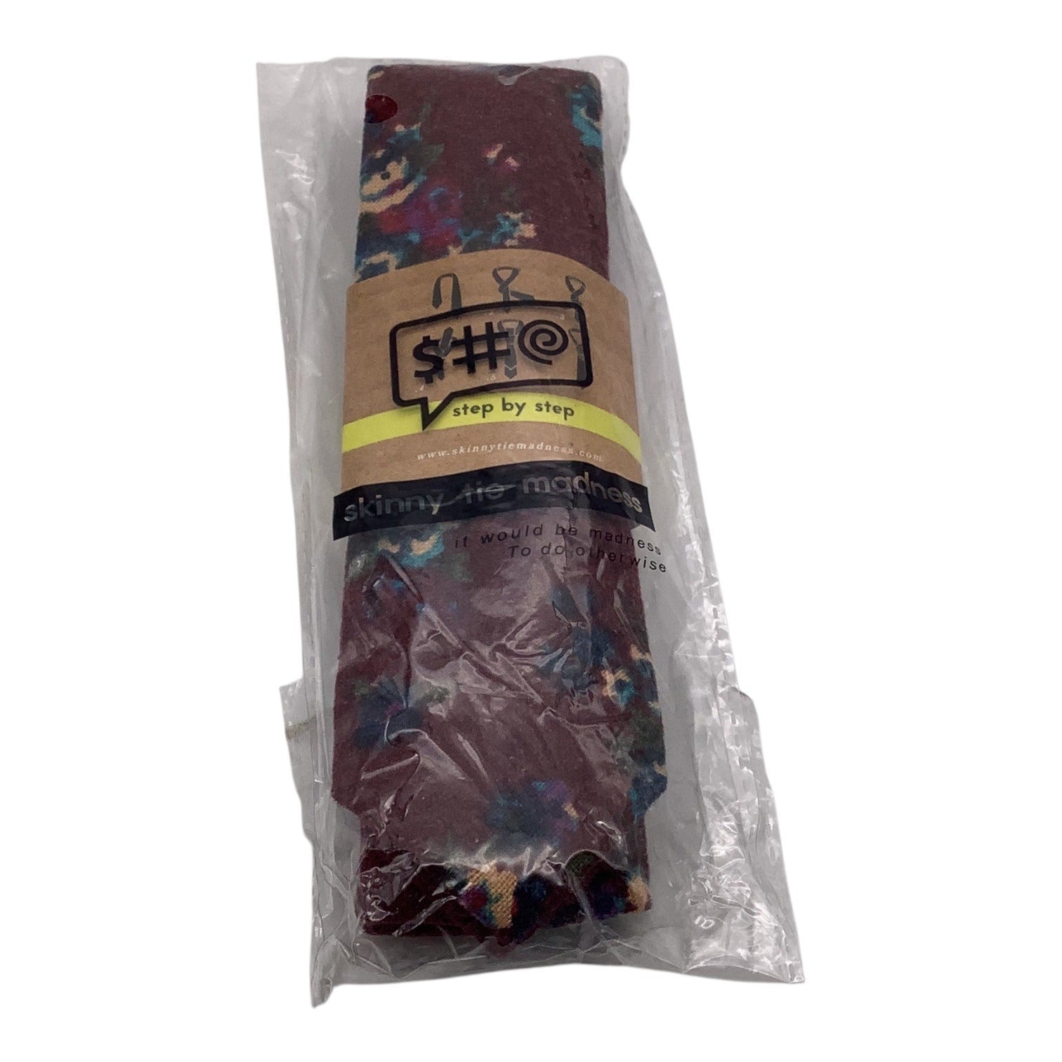 Skinny Tie Madness Mens Floral Neck Tie Burgundy Multicolor Cotton SKM3222