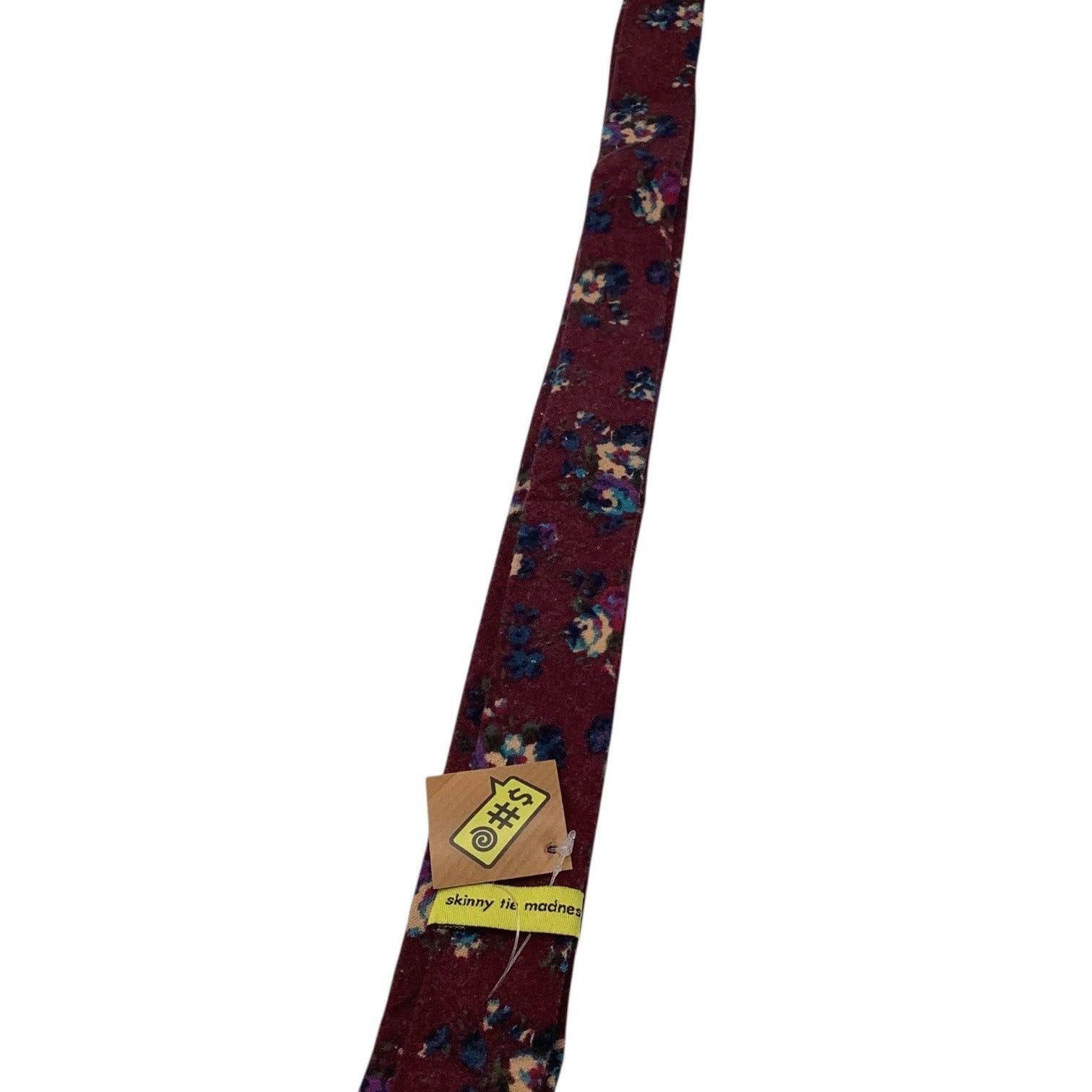 Skinny Tie Madness Mens Floral Neck Tie Burgundy Multicolor Cotton SKM3222