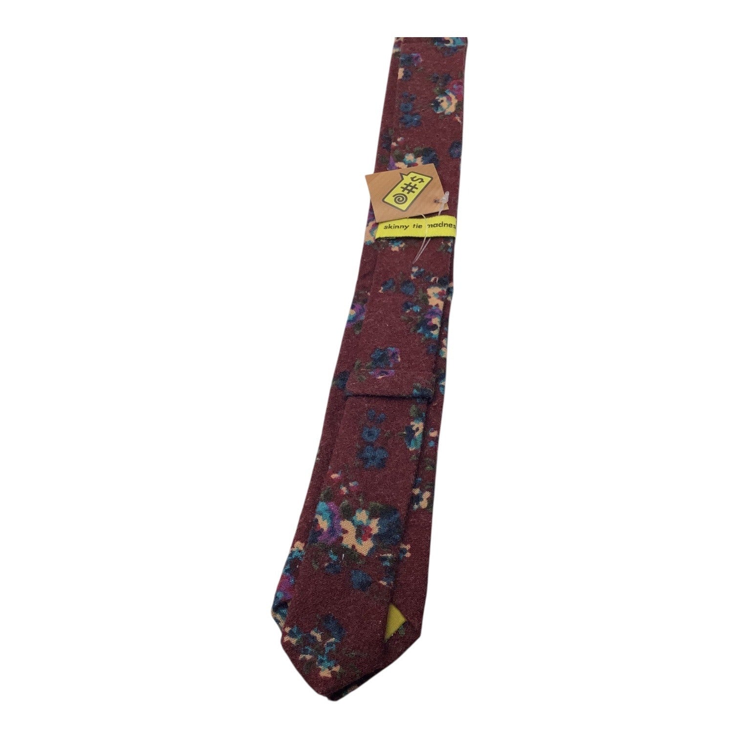 Skinny Tie Madness Mens Floral Neck Tie Burgundy Multicolor Cotton SKM3222