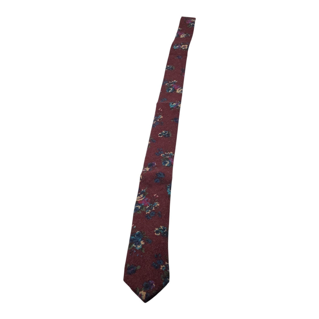 Skinny Tie Madness Mens Floral Neck Tie Burgundy Multicolor Cotton SKM3222