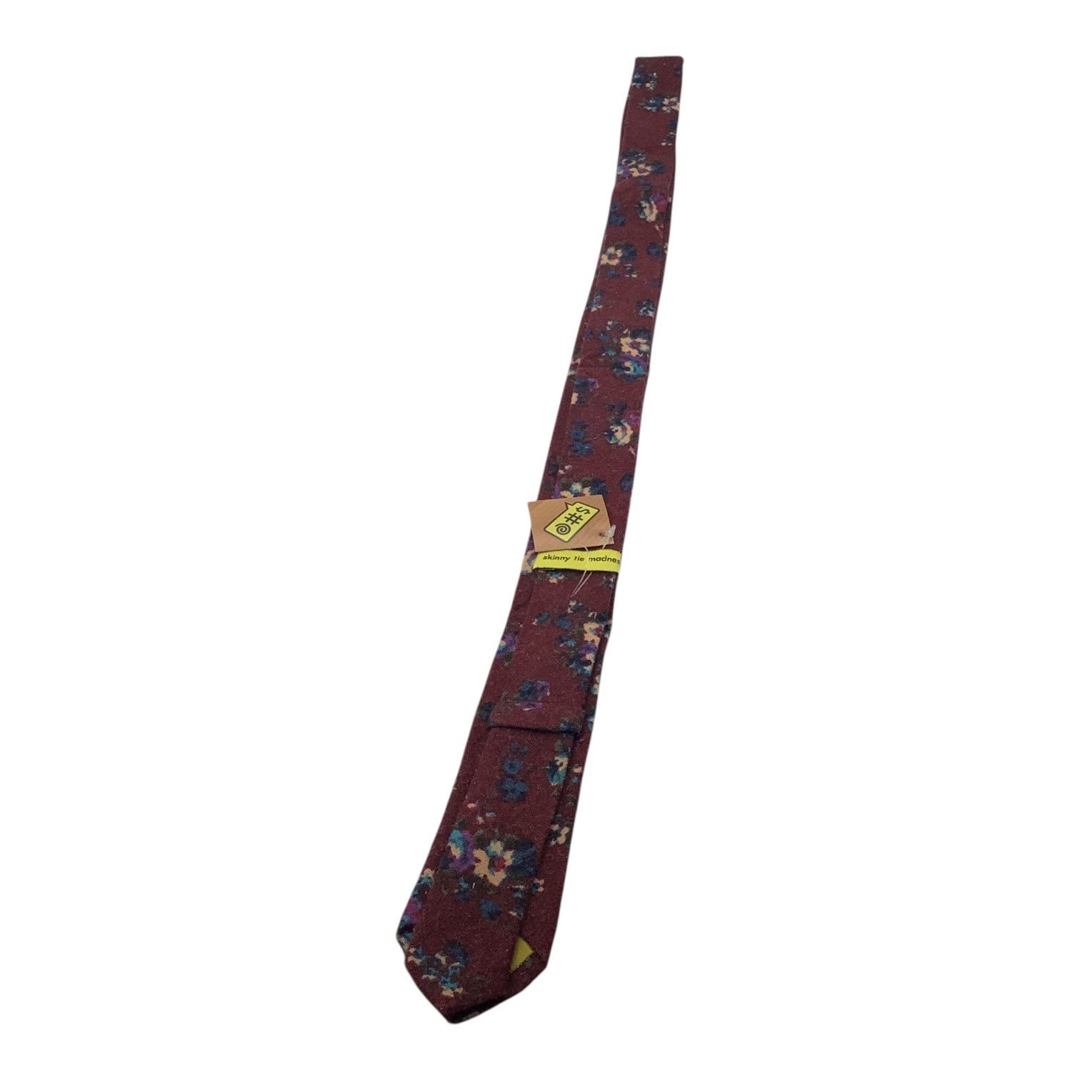 Skinny Tie Madness Mens Floral Neck Tie Burgundy Multicolor Cotton SKM3222