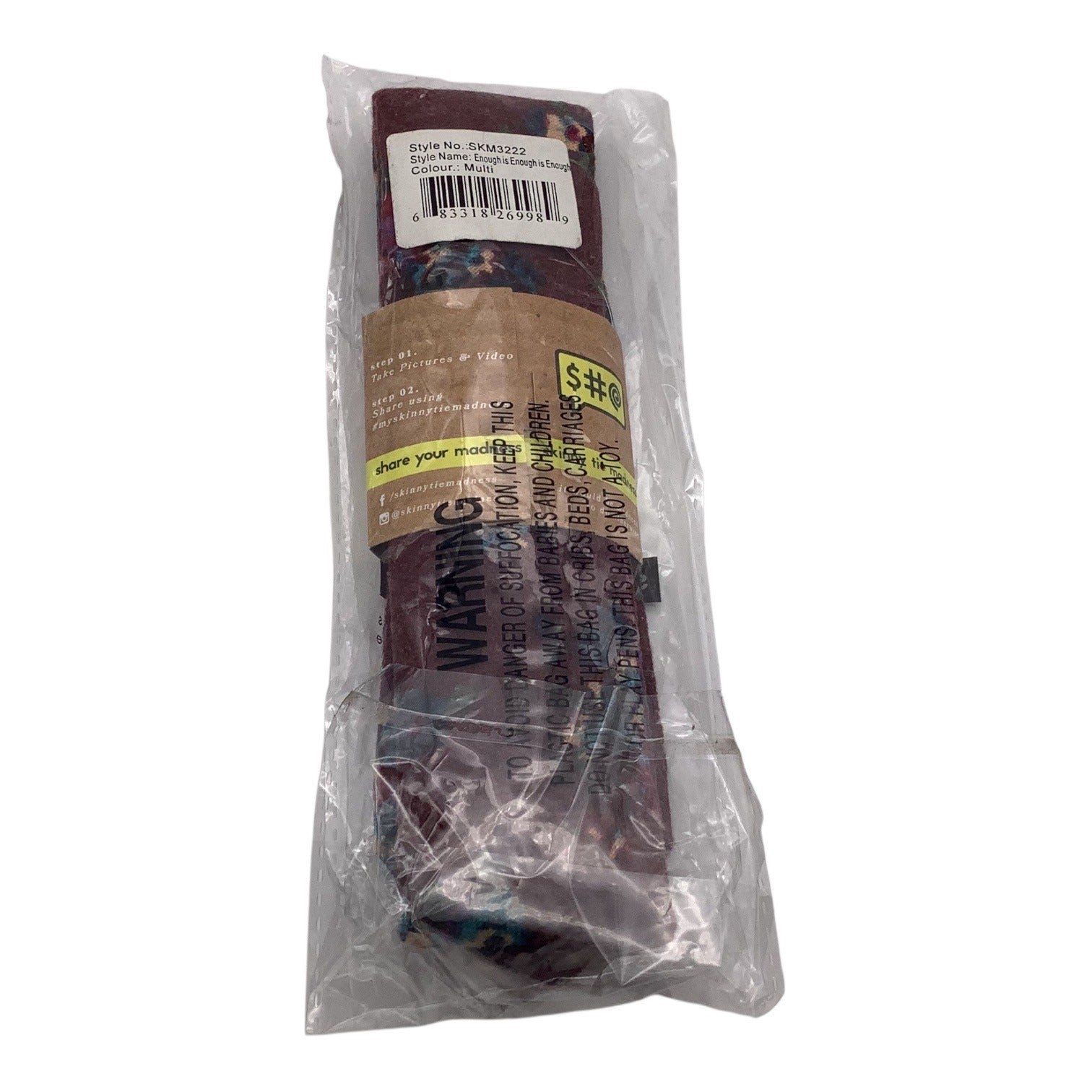 Skinny Tie Madness Mens Floral Neck Tie Burgundy Multicolor Cotton SKM3222