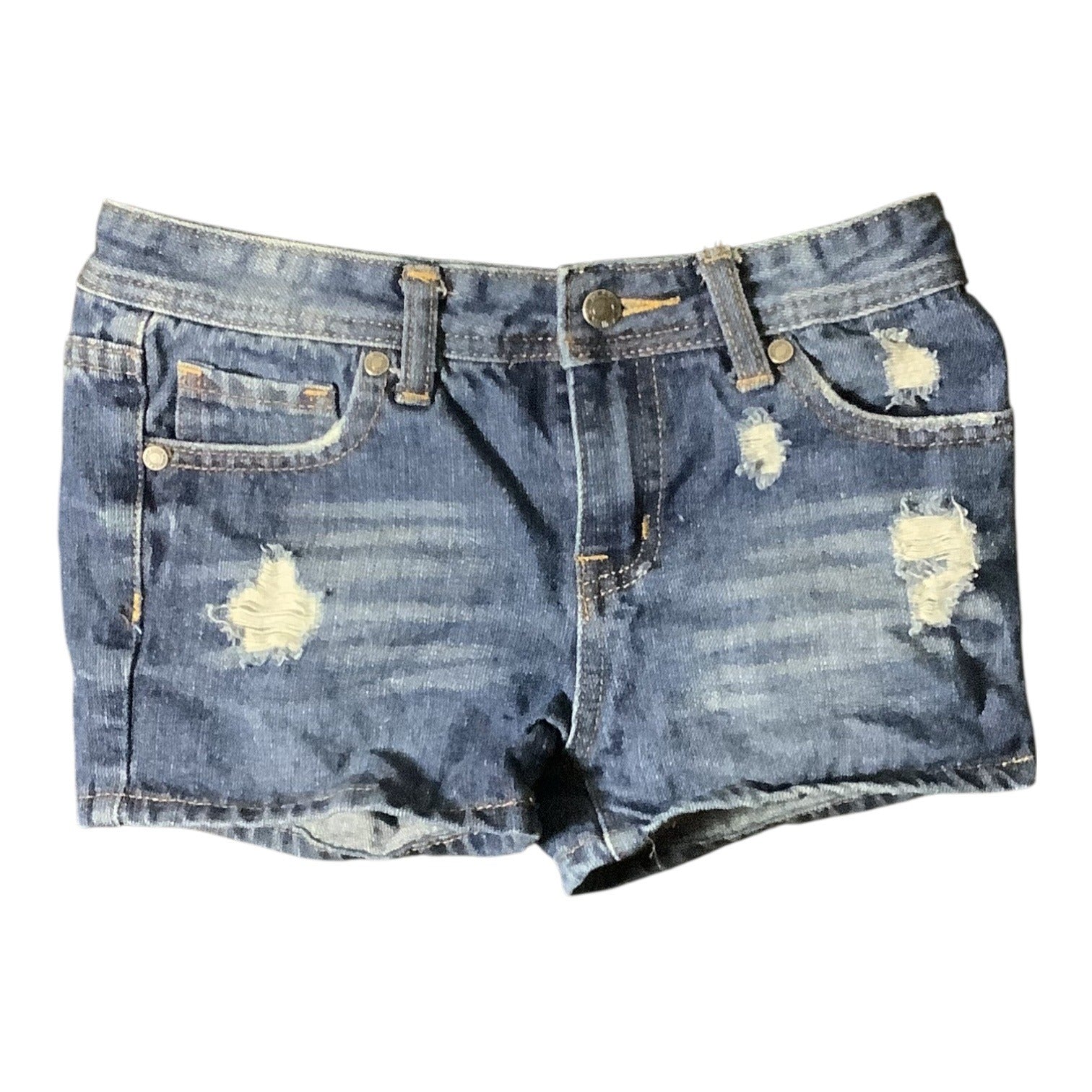 Aviva Girls Daisy Dukes Style Jean Shorts Distressed Denim Blue Size 14