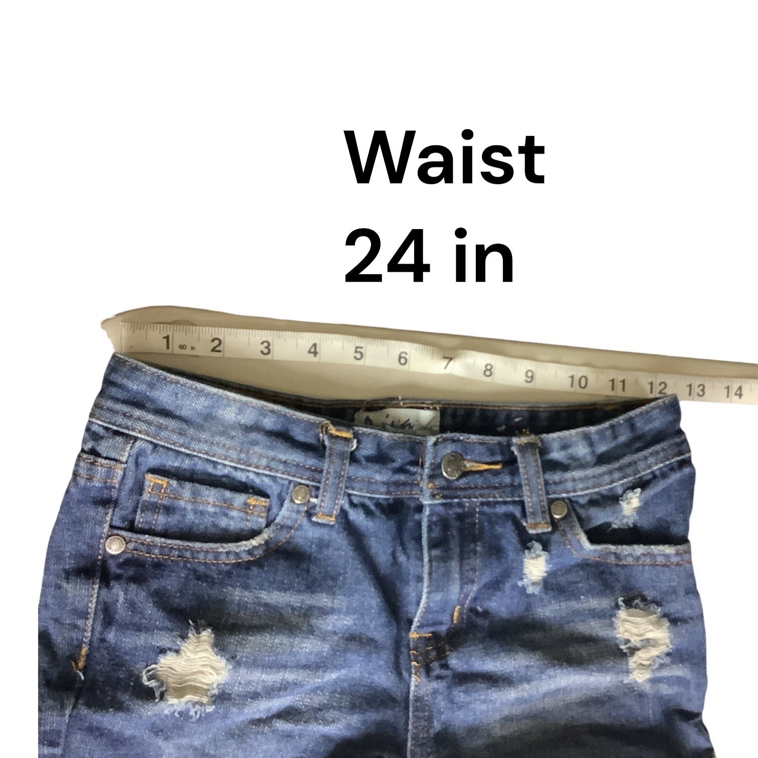 Aviva Girls Daisy Dukes Style Jean Shorts Distressed Denim Blue Size 14