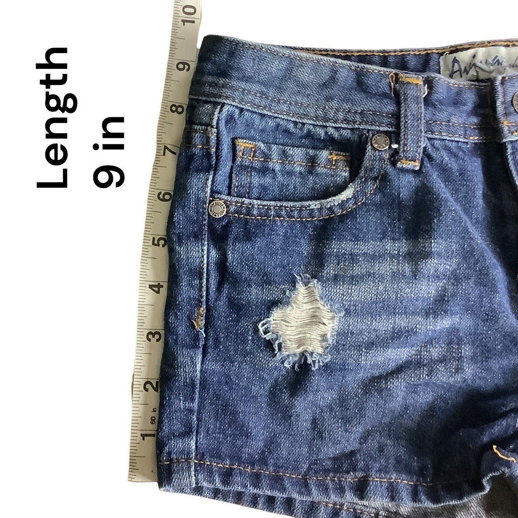 Aviva Girls Daisy Dukes Style Jean Shorts Distressed Denim Blue Size 14