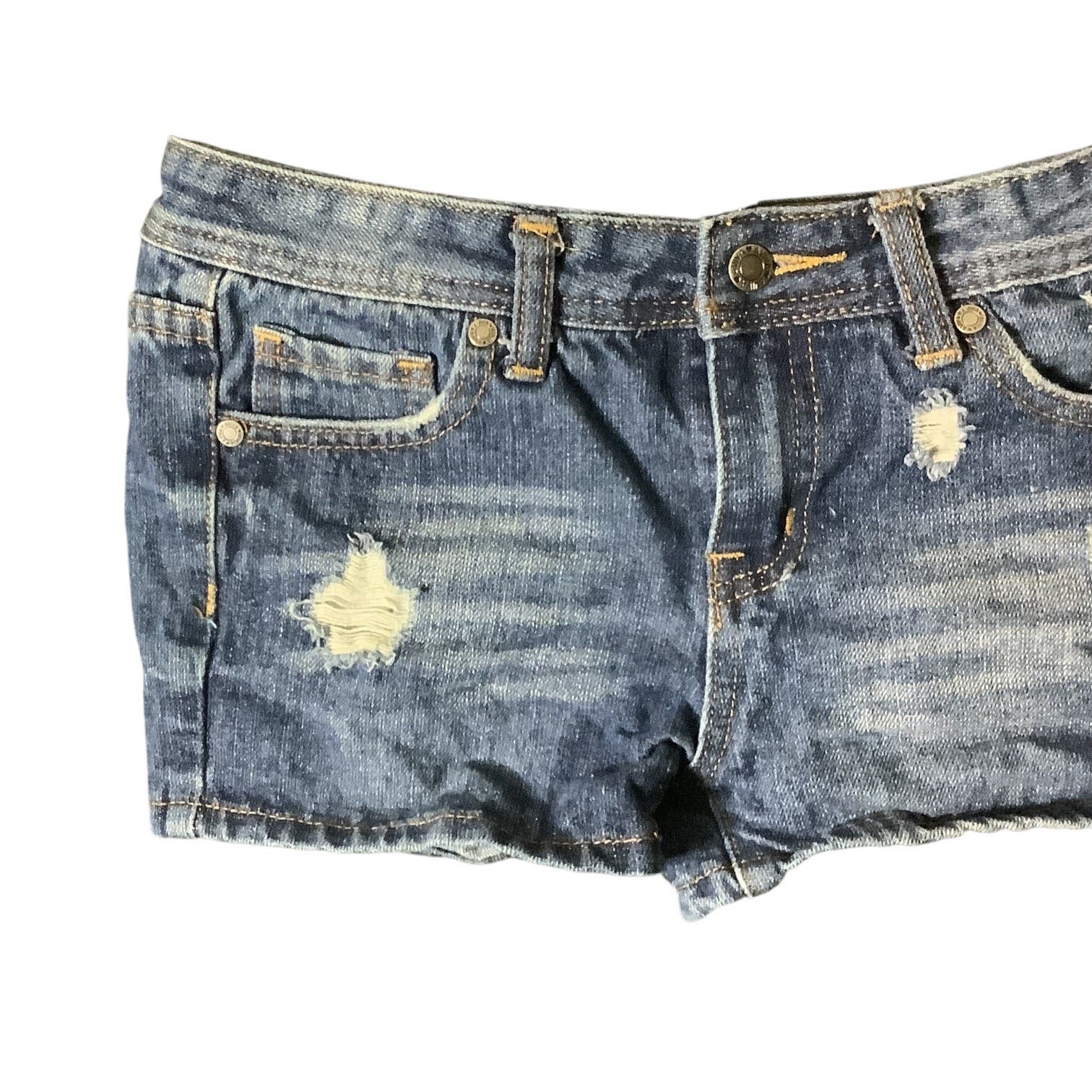 Aviva Girls Daisy Dukes Style Jean Shorts Distressed Denim Blue Size 14