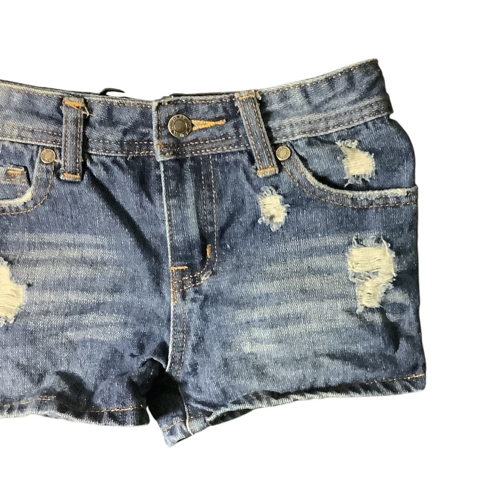 Aviva Girls Daisy Dukes Style Jean Shorts Distressed Denim Blue Size 14