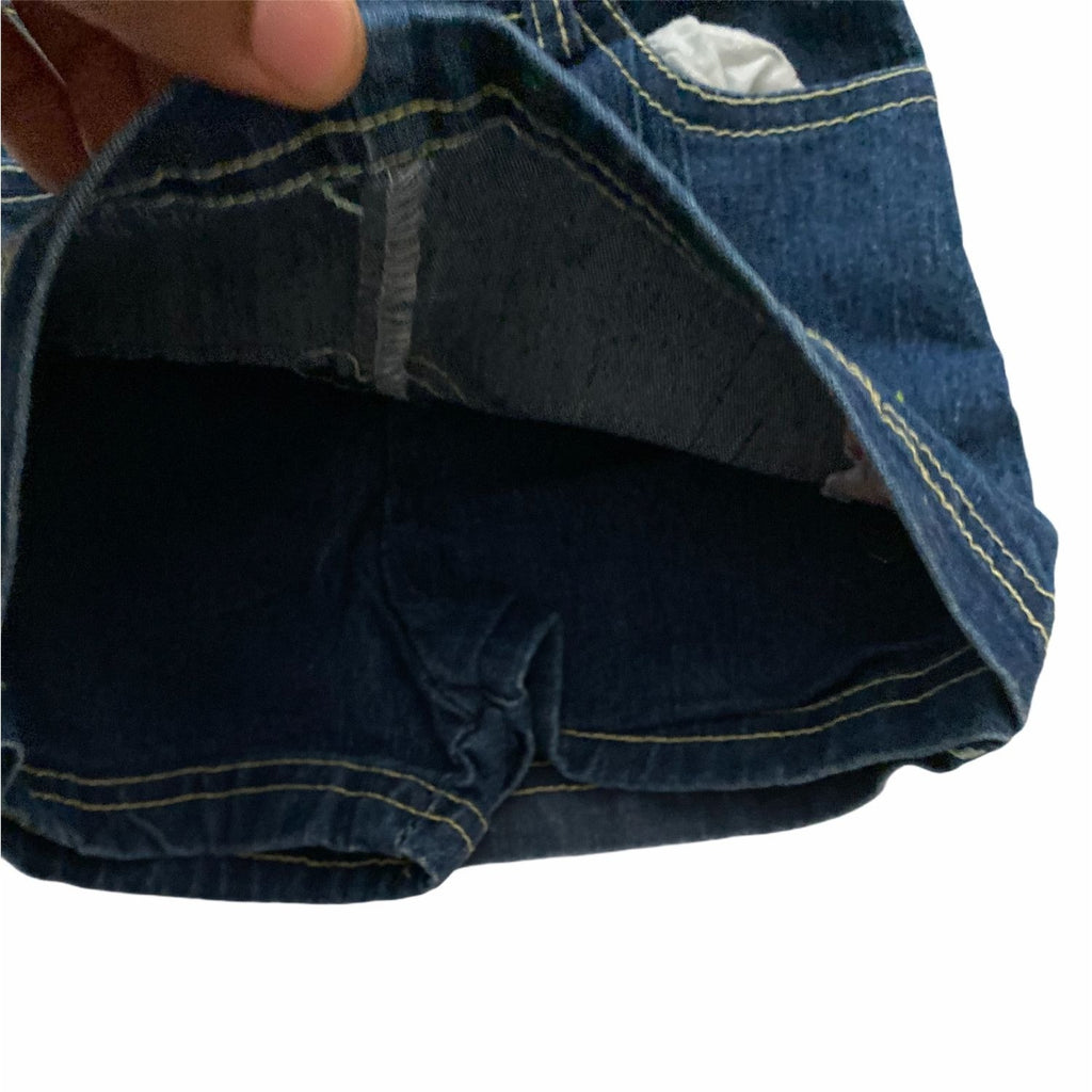 2B Real Baby Girls 18M Blue Denim Skort With Floral Embroidery Elastic Waist