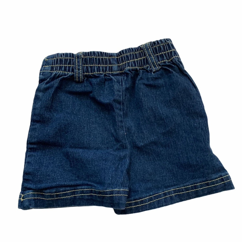 2B Real Baby Girls 18M Blue Denim Skort With Floral Embroidery Elastic Waist