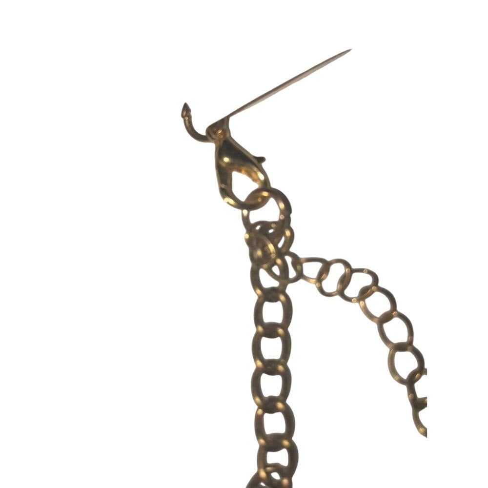 Bohemian Bib Necklace & Earrings Set Gold Chain Blue Printed Resin Alloy