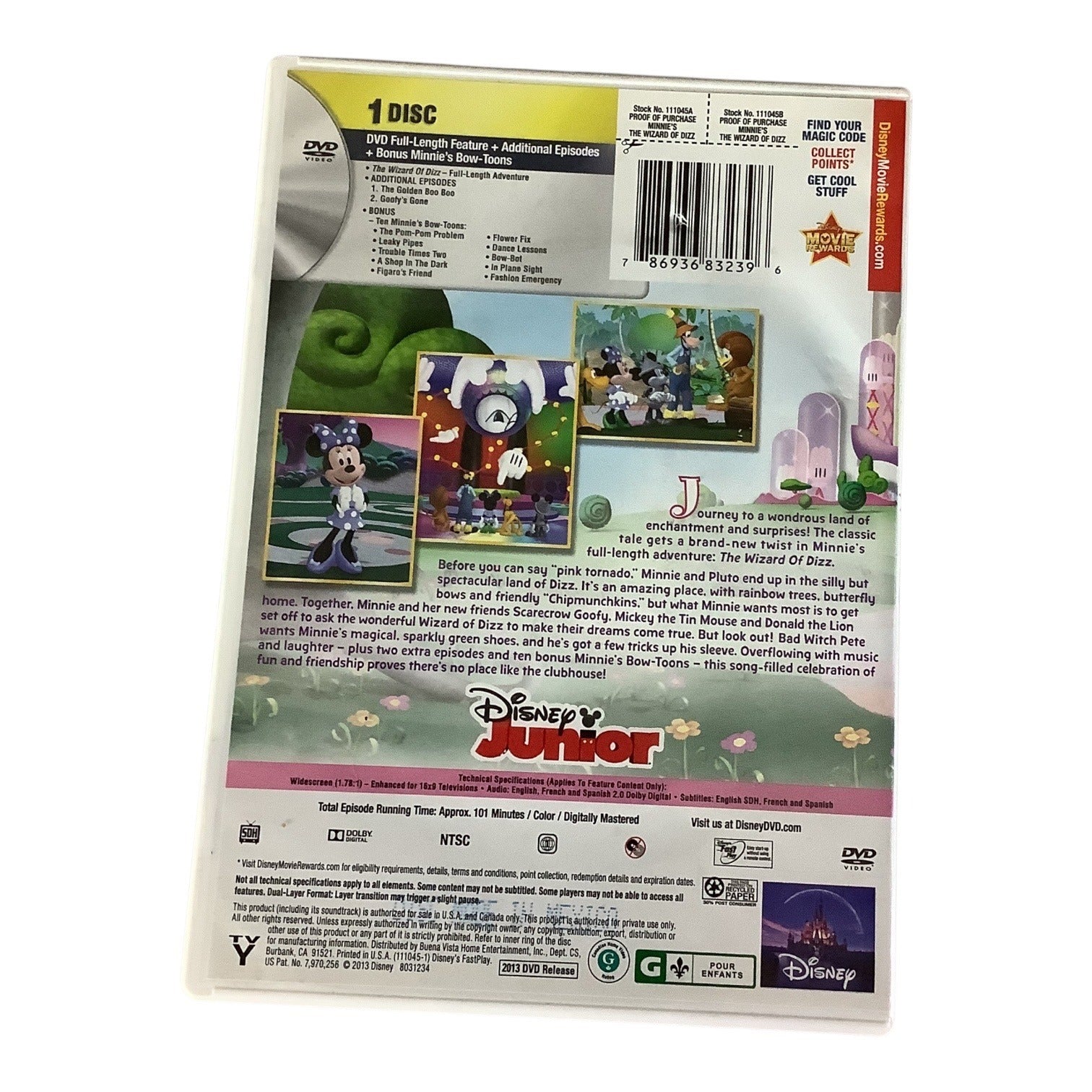 Minnies The Wizard Of Dizz DVD Disney Junior Full Length Movie Adventure + Bonus