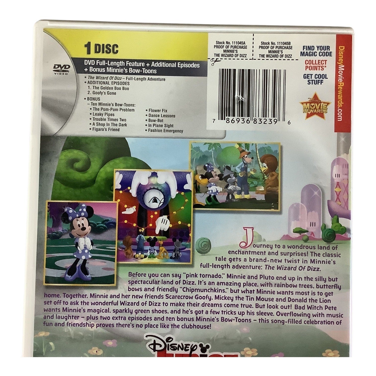 Minnies The Wizard Of Dizz DVD Disney Junior Full Length Movie Adventure + Bonus