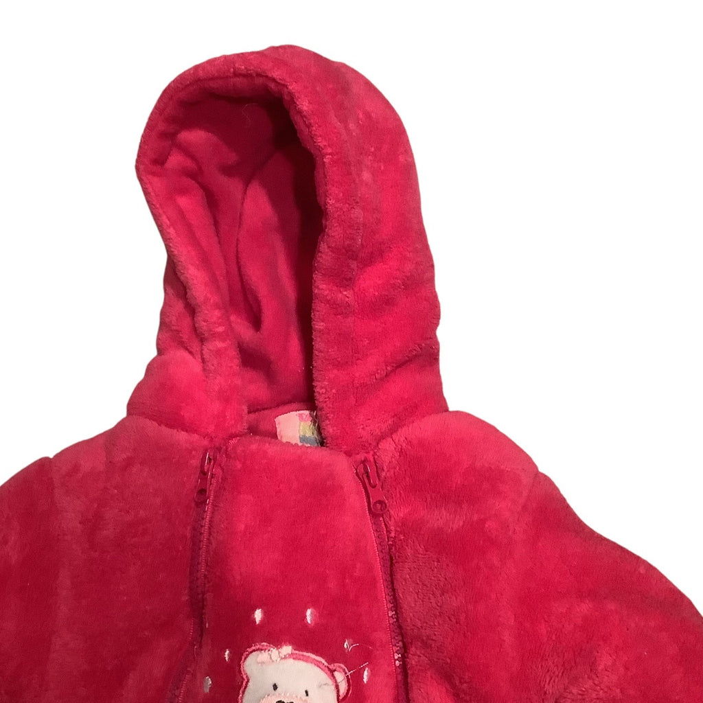 Take Me Home By C.I Baby Girls Pink Hooded Snowsuit With Mittens Size 3/6M Bear Design