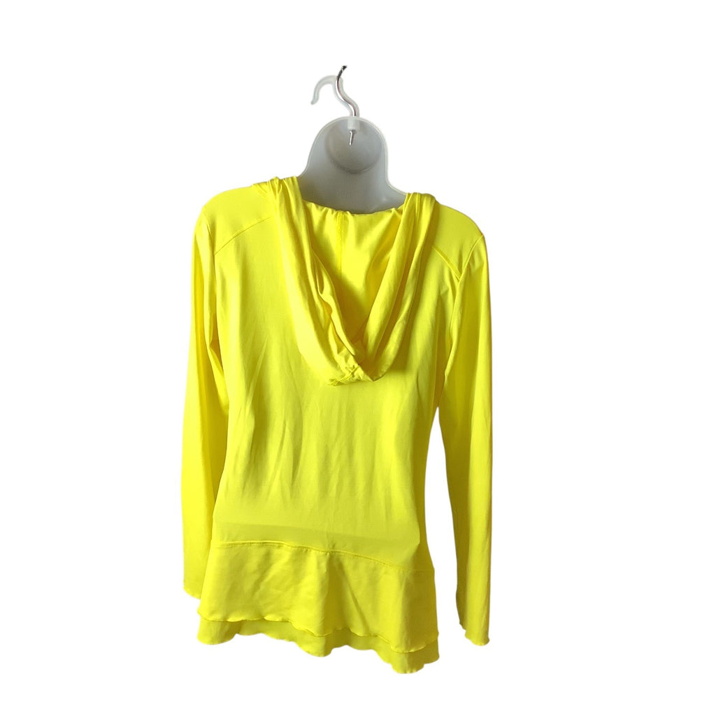 Calvin Klein Performance Quick Dry Womens Yellow Hooded Long Sleeve Ruched Top M