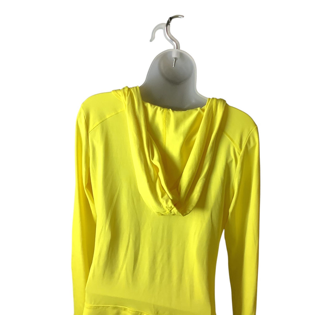 Calvin Klein Performance Quick Dry Womens Yellow Hooded Long Sleeve Ruched Top M