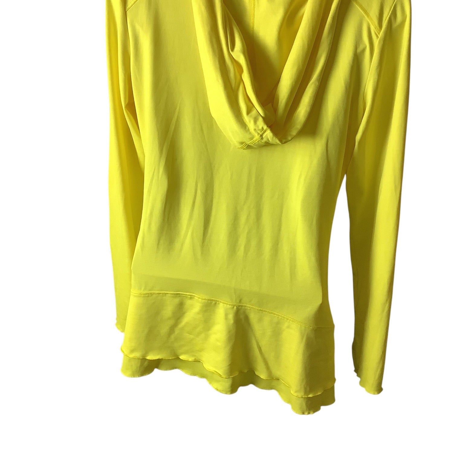 Calvin Klein Performance Quick Dry Womens Yellow Hooded Long Sleeve Ruched Top M