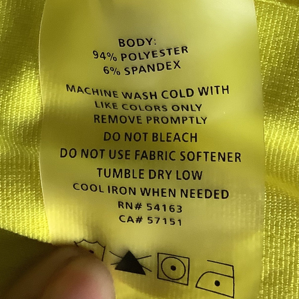 Calvin Klein Performance Quick Dry Womens Yellow Hooded Long Sleeve Ruched Top M