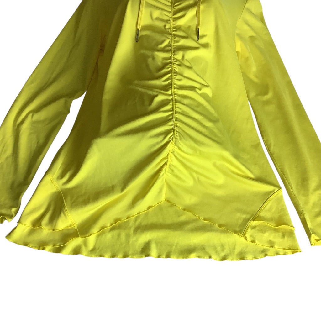Calvin Klein Performance Quick Dry Womens Yellow Hooded Long Sleeve Ruched Top M