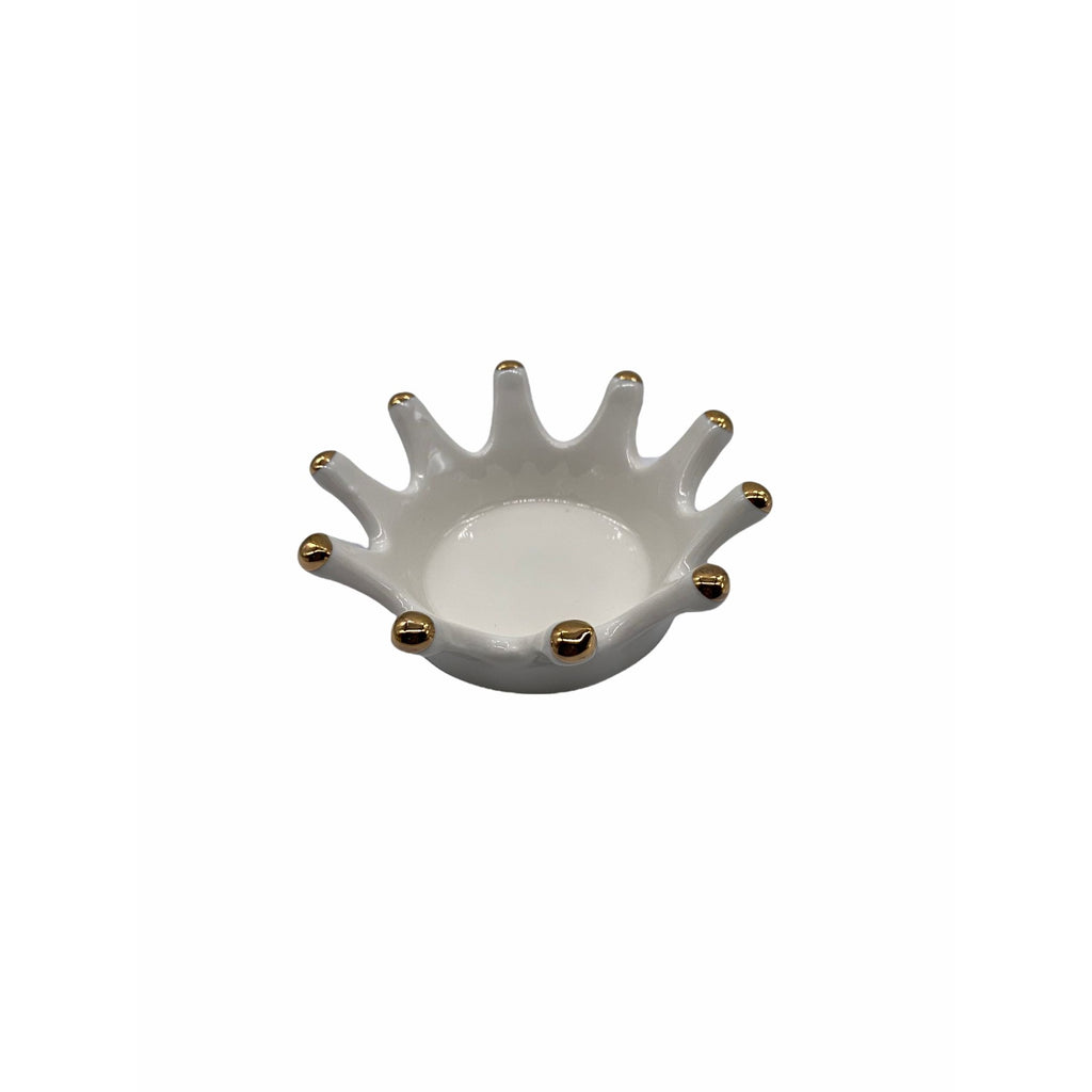 Ceramic CrownShaped Jewelry Dish White & Gold Decorative & Functional Design