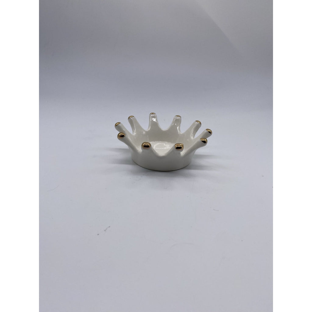 Ceramic CrownShaped Jewelry Dish White & Gold Decorative & Functional Design