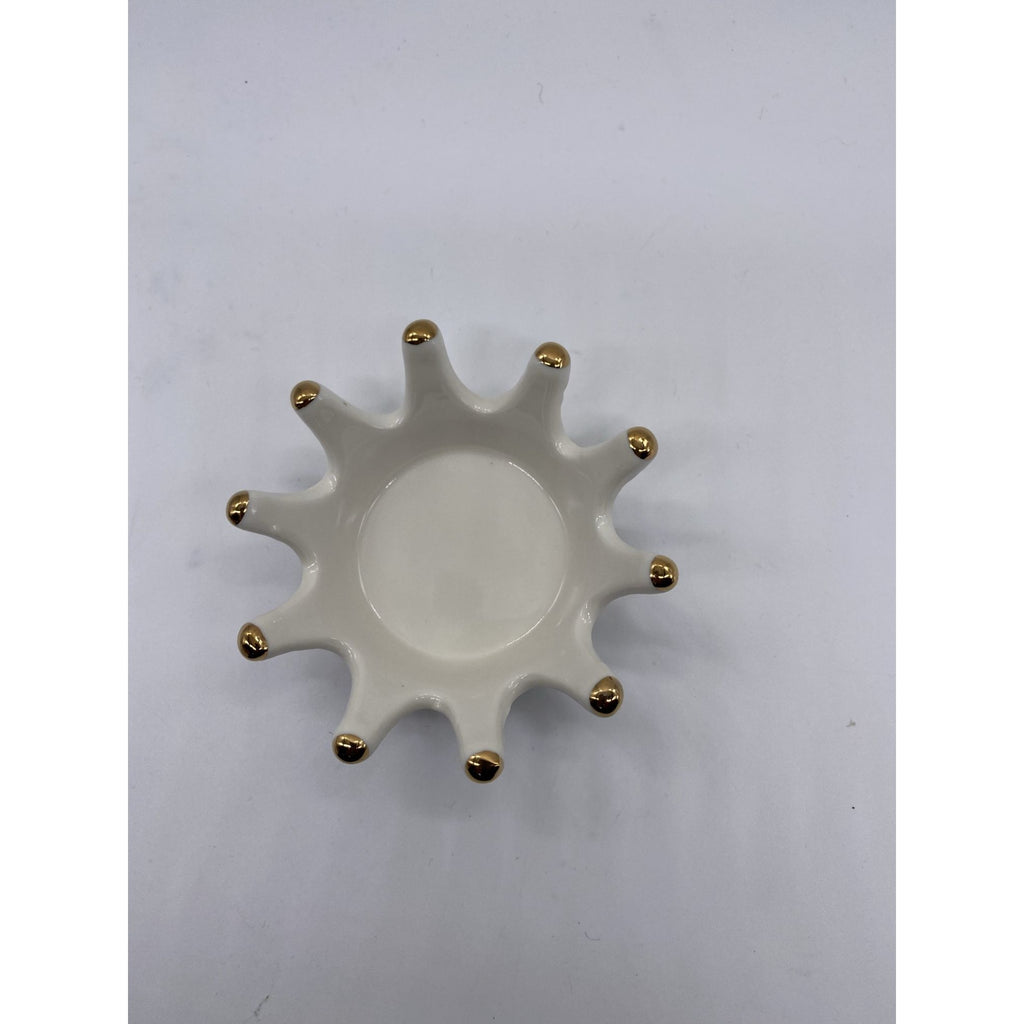 Ceramic CrownShaped Jewelry Dish White & Gold Decorative & Functional Design