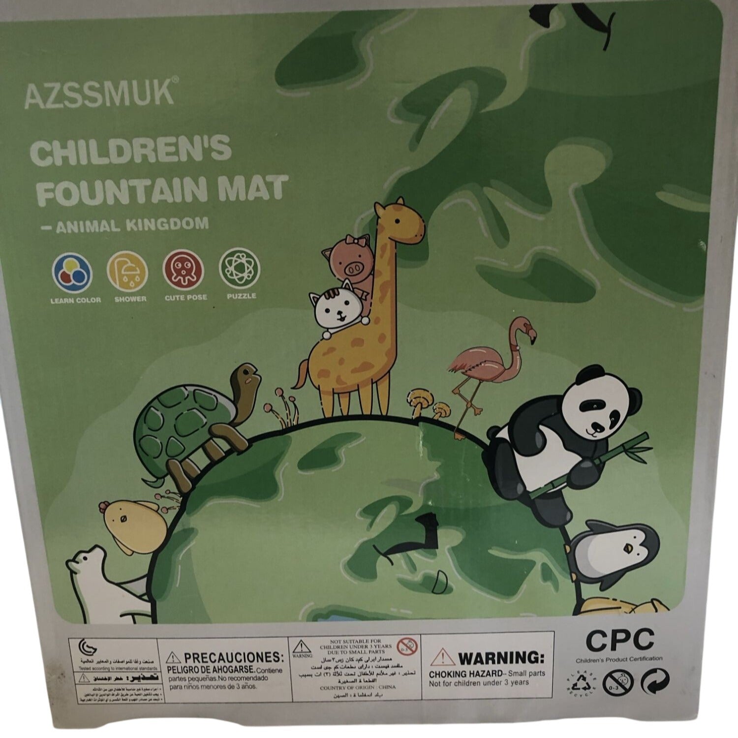 Azssmuk Childrens Fountain Mat Sprinkler Animal Kingdom Splash Pad Blue