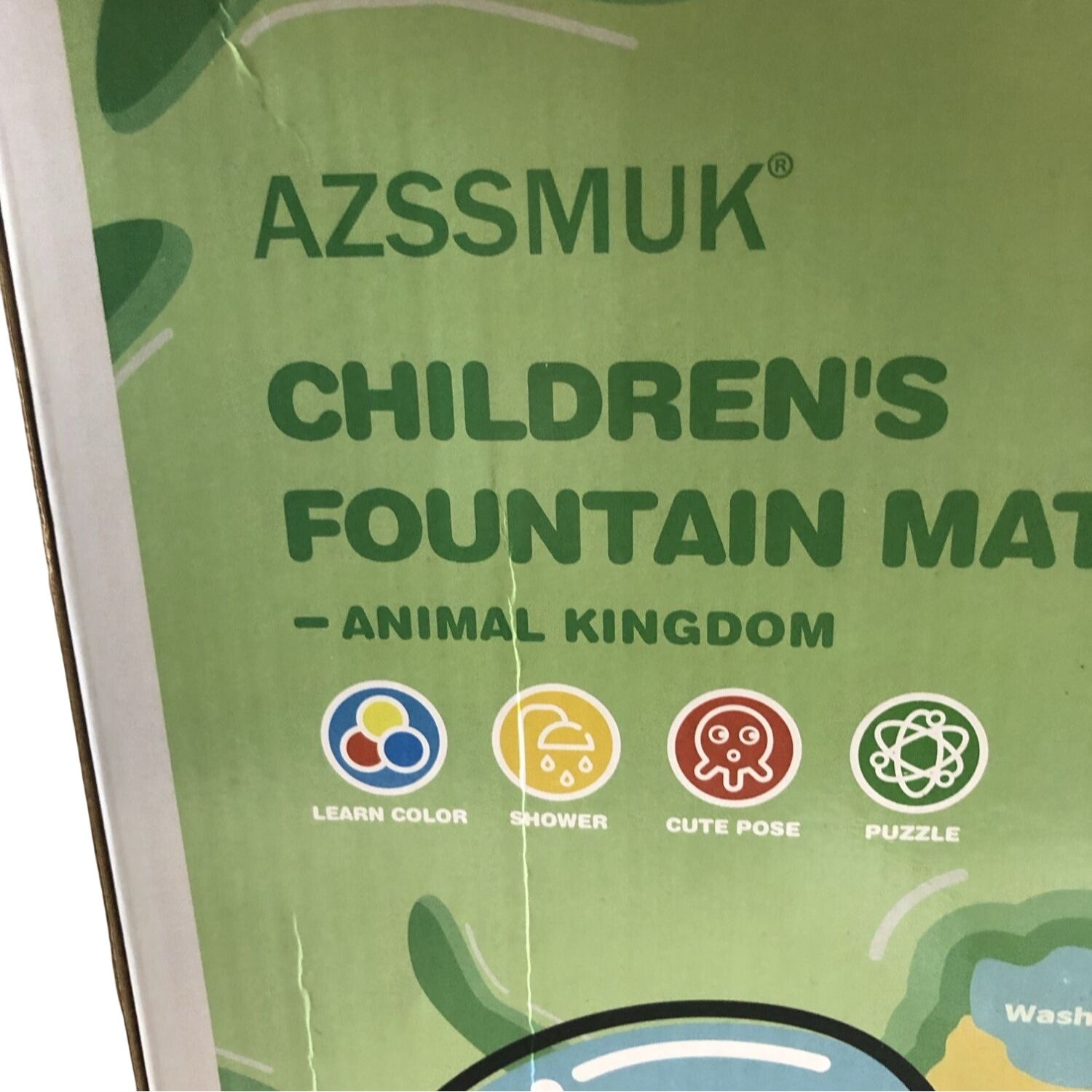 Azssmuk Childrens Fountain Mat Sprinkler Animal Kingdom Splash Pad Blue