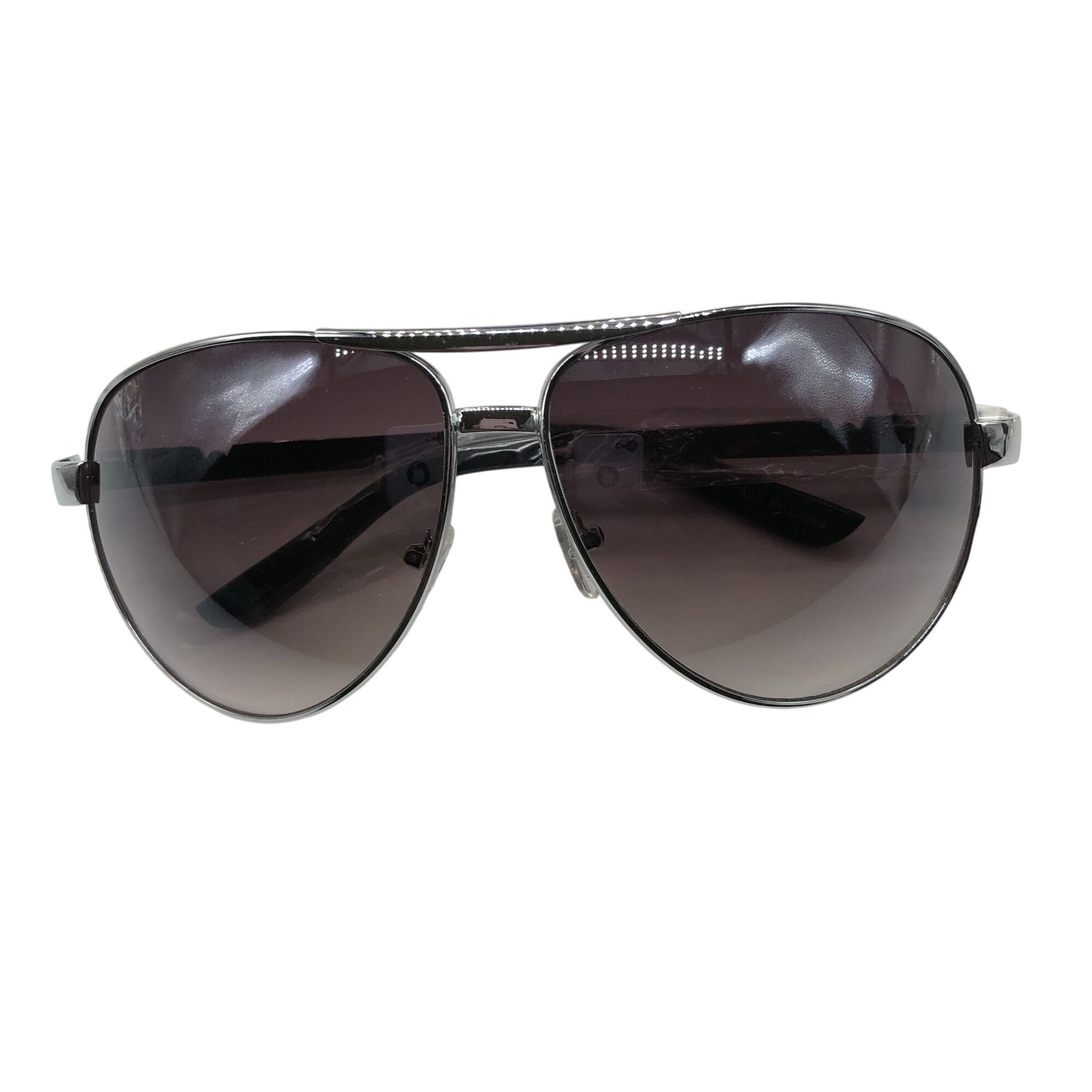 Aviator Style Womens Fashion Sunglasses Silver Frame Black Gradient Lenses UV400 Protection